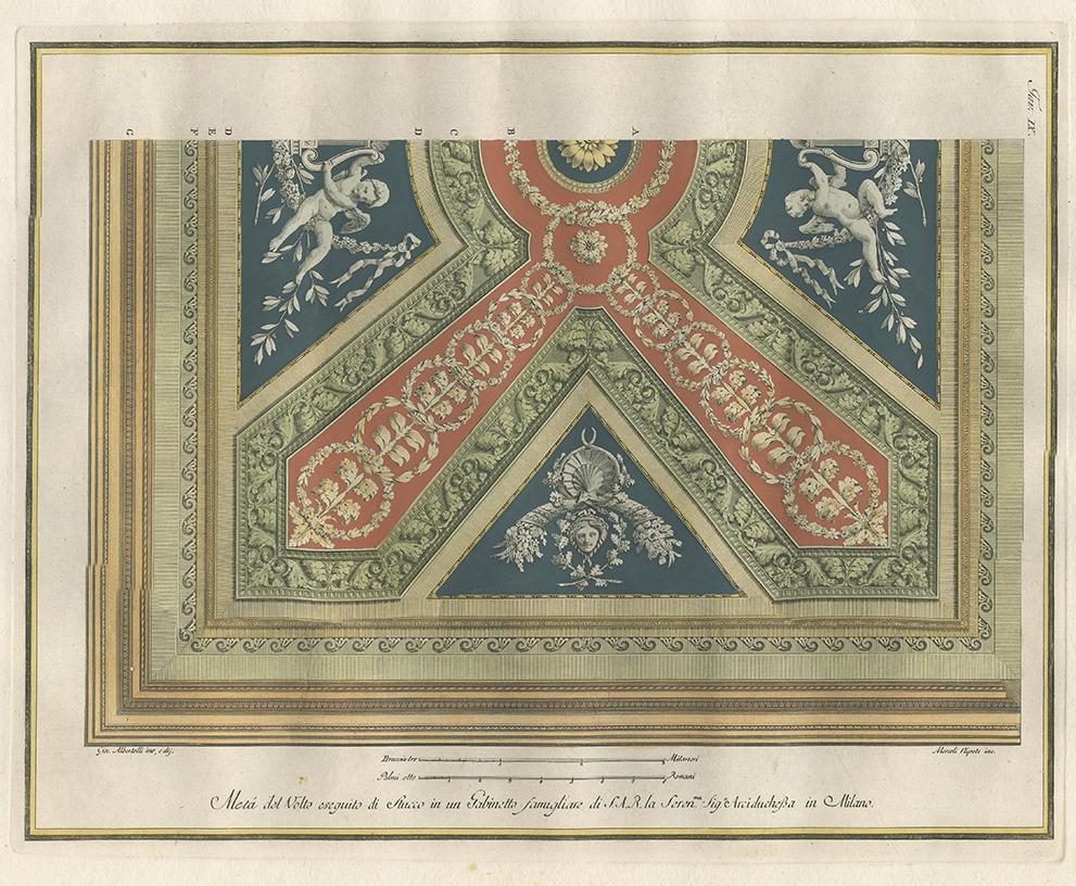 18th Century Antique Architecture Print of Ornaments ‘Tav. IX’ by Albertolli For Sale
