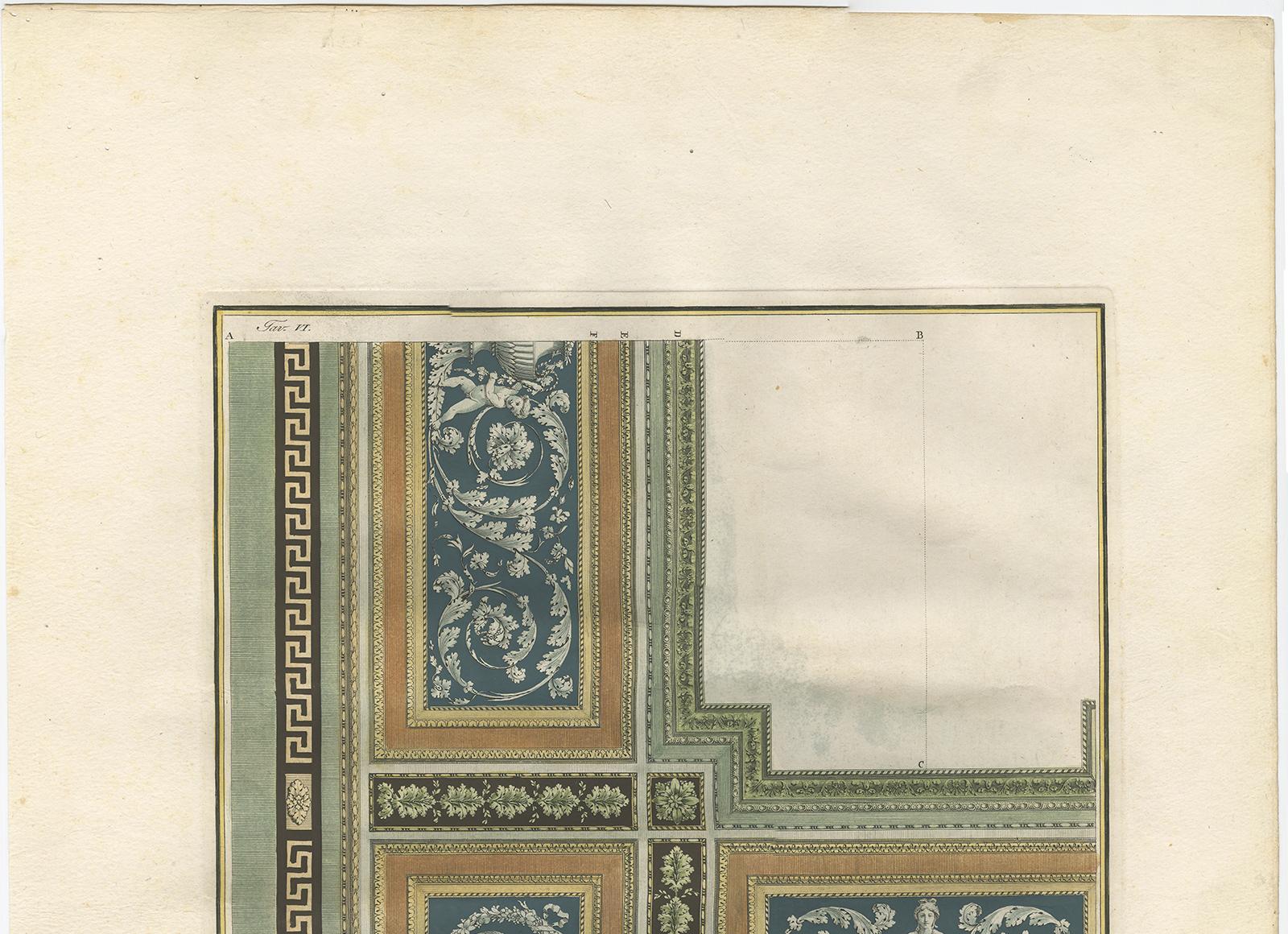 Antiker Architekturdruck von Ornamenten mit dem Titel 