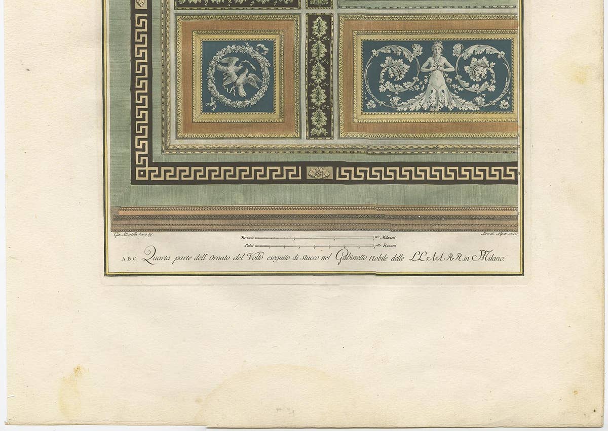 Antique Architecture Print of Ornaments 'Tav. VI' by Albertolli