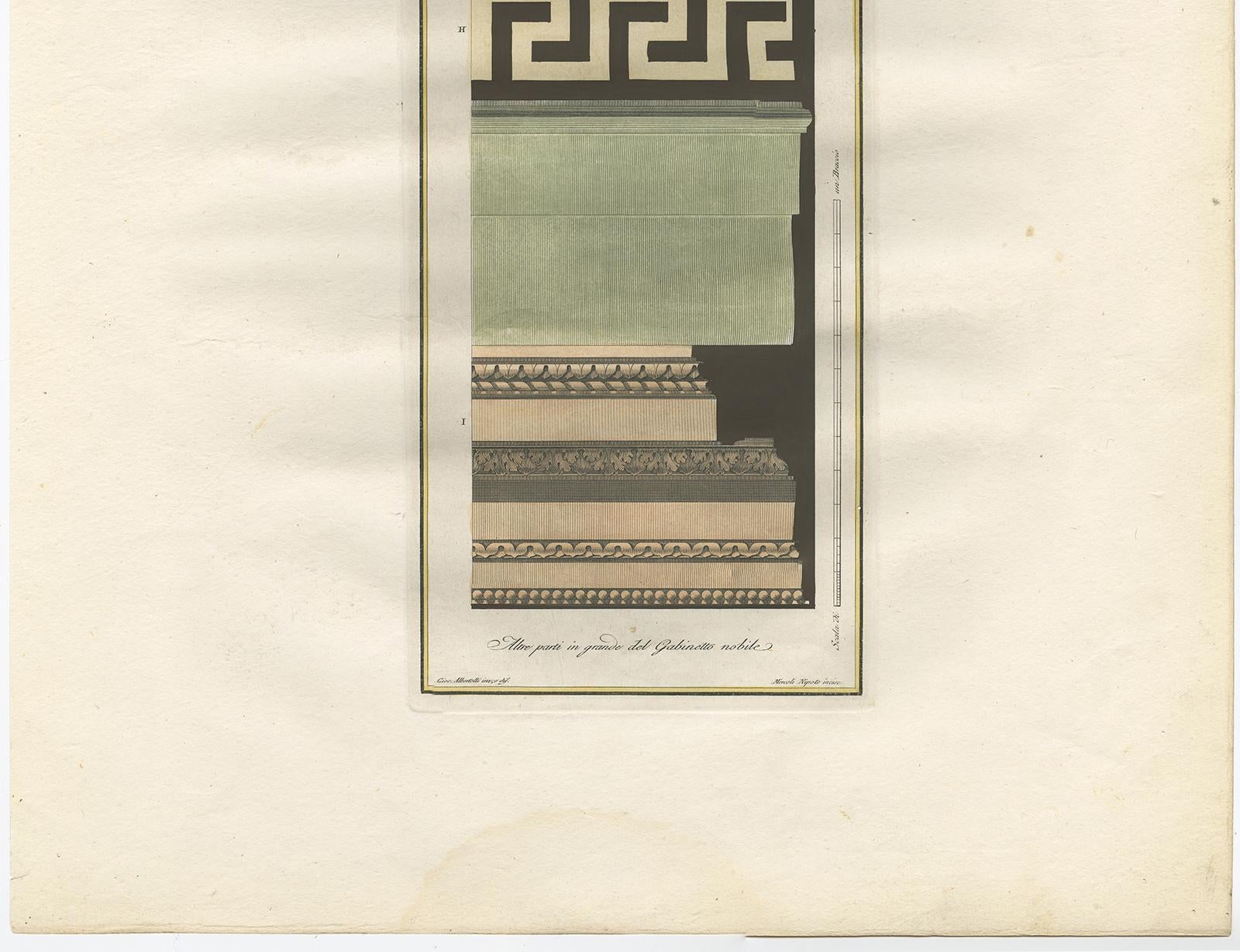 Antiker Architekturdruck mit Ornamenten „Tav. VIII' von Albertolli im Zustand „Gut“ im Angebot in Langweer, NL