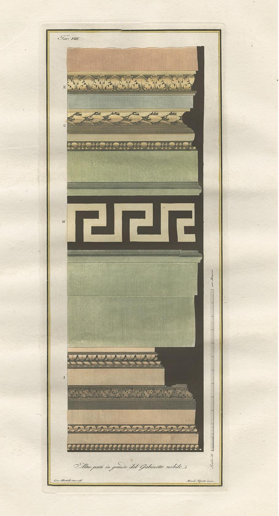 Antiker Architekturdruck mit Ornamenten „Tav. VIII' von Albertolli (18. Jahrhundert) im Angebot