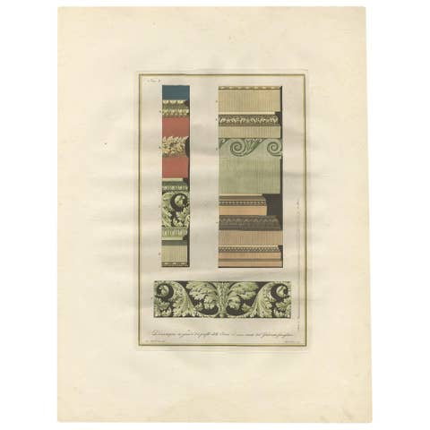 Antique Architecture Print of Ornaments 'Tav. X' by Albertolli