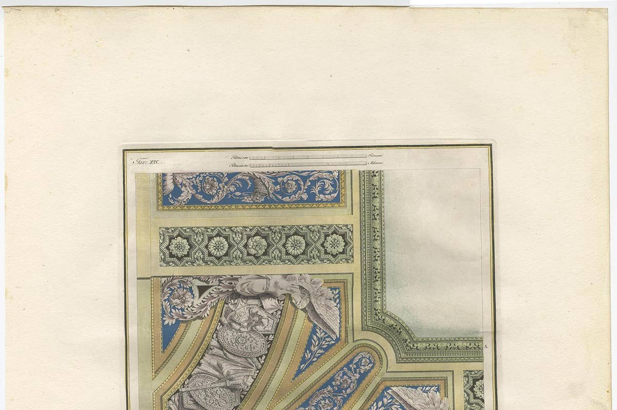 Antique Architecture Print of Ornaments 'Tav. XIV' by Albertolli