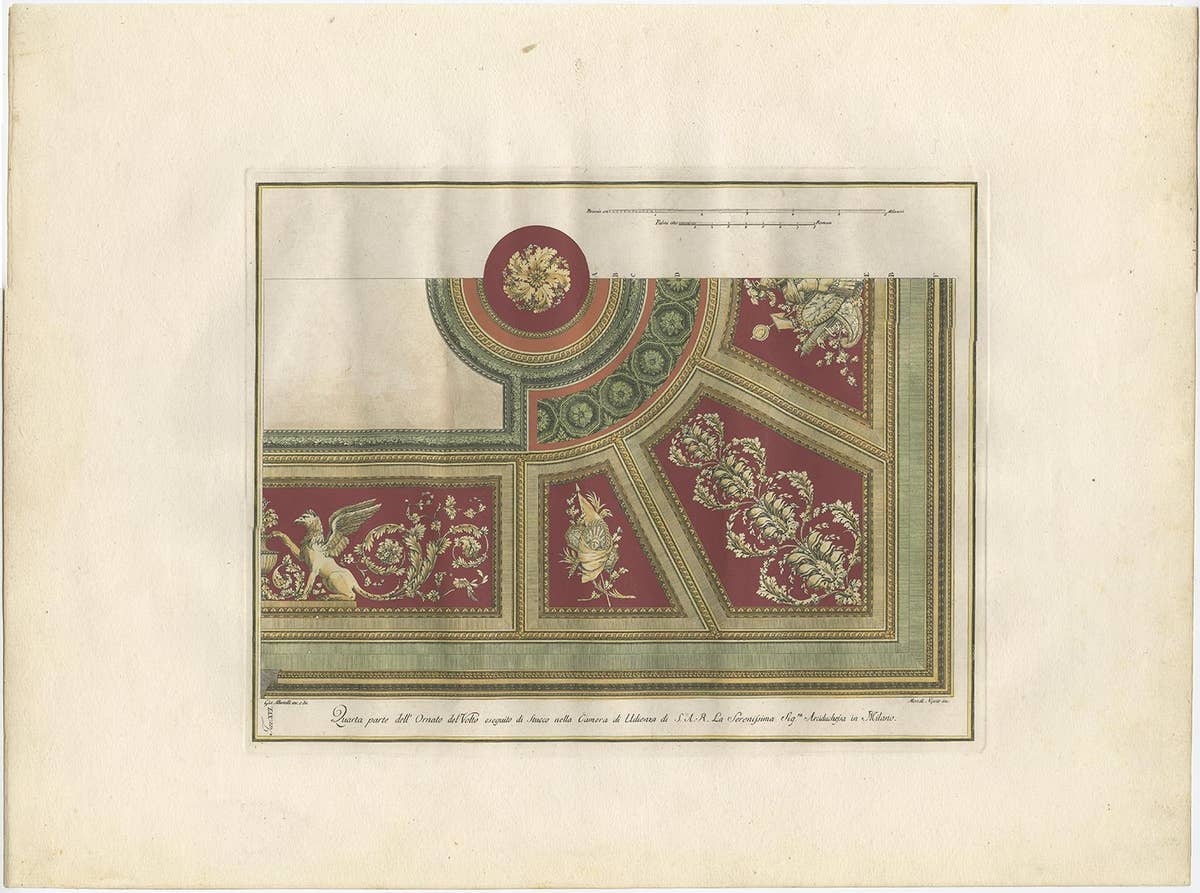 Antique Architecture Print of Ornaments 'Tav. XVI' by Albertolli