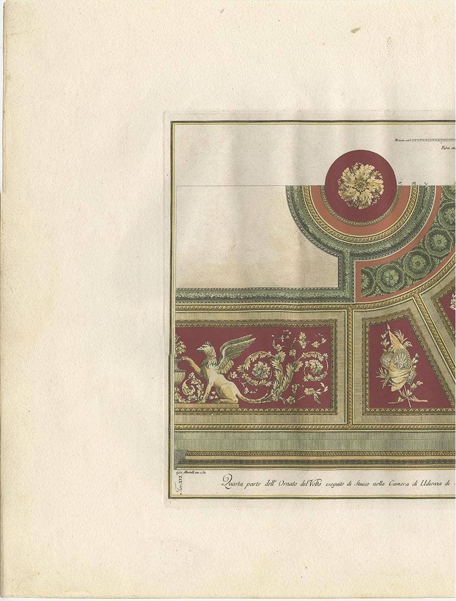 Antique Architecture Print of Ornaments 'Tav. XVI' by Albertolli