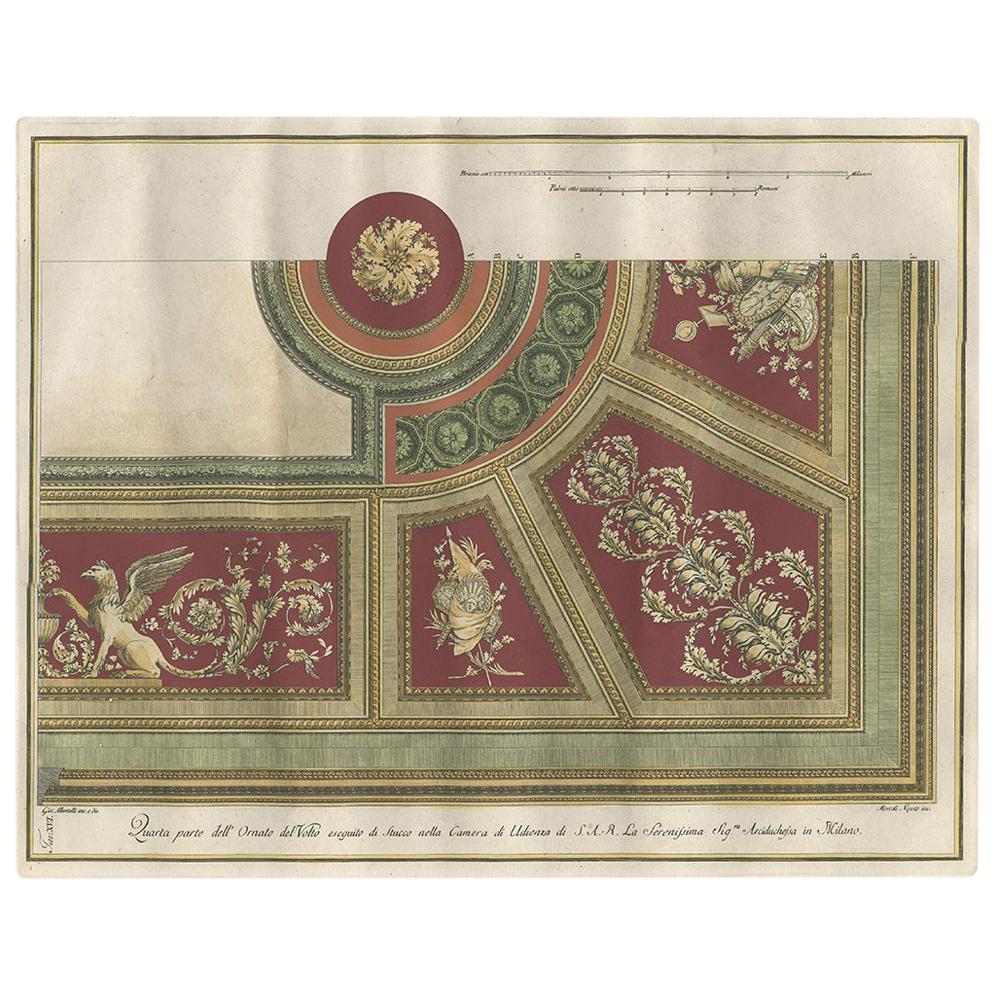 Antique Architecture Print of Ornaments 'Tav. XVI' by Albertolli  For Sale