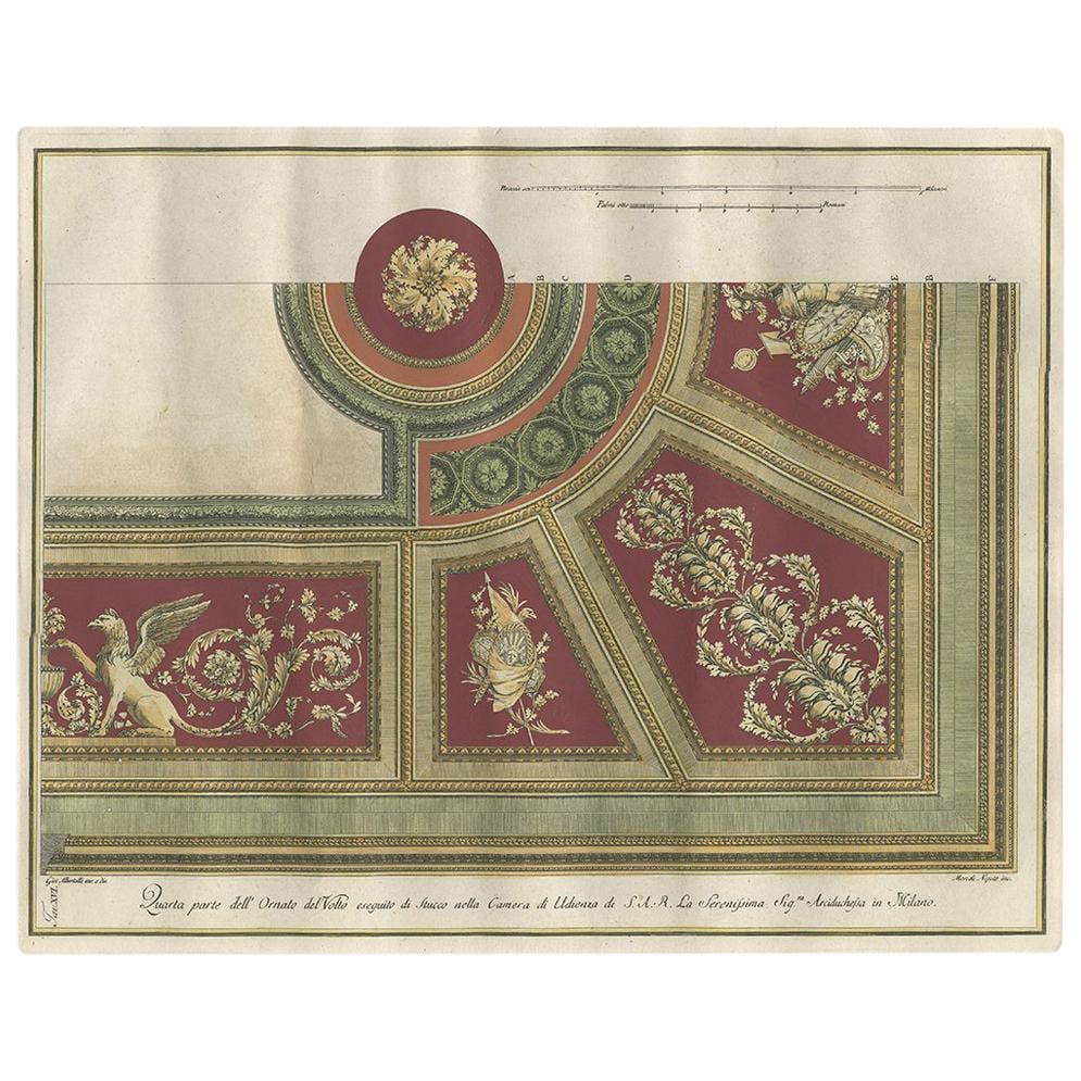 Antique Architecture Print of Ornaments 'Tav. XVI' by Albertolli