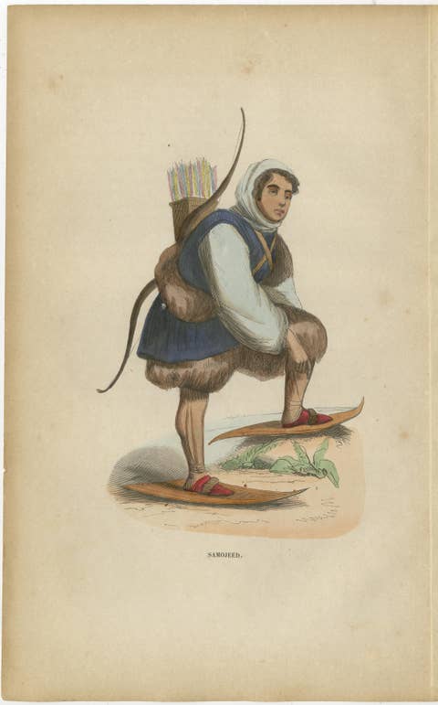 Antique Arctic Peoples & Northern Tribes Costume Prints, Set of 9, c.1852
