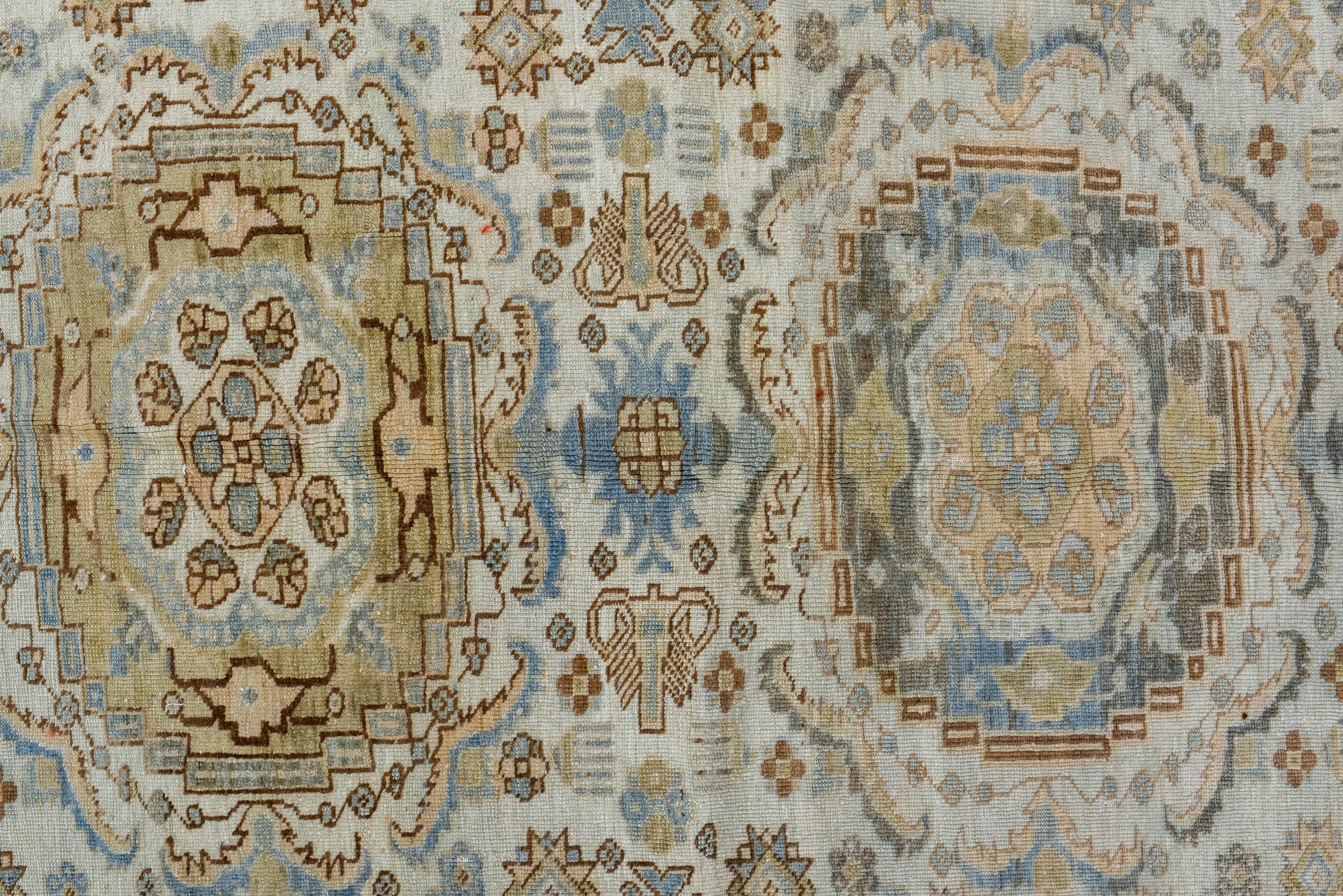 Hand-Knotted Antique Ardebil Rug with Four Medallions and Cream and Blue Colors  For Sale