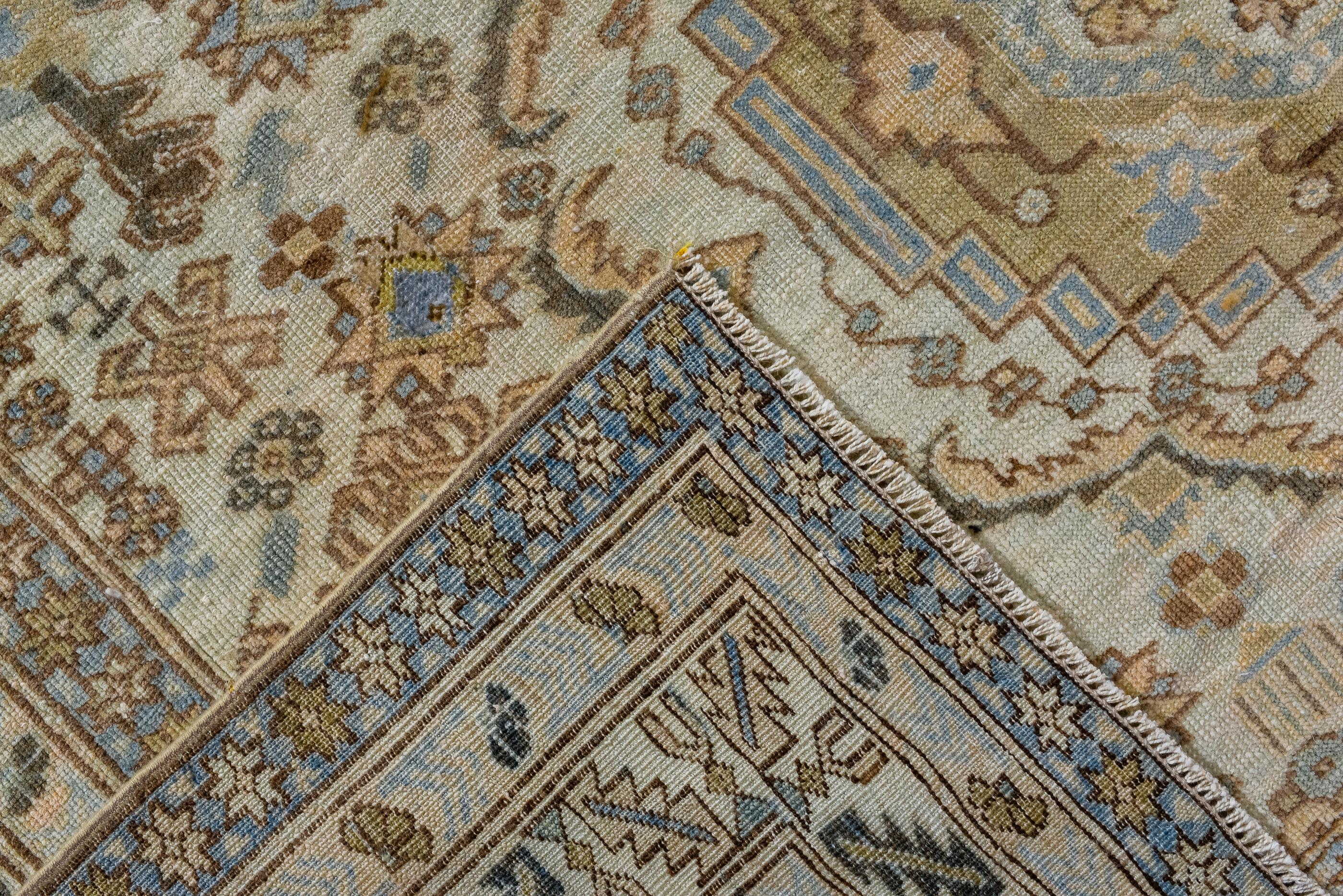 20th Century Antique Ardebil Rug with Four Medallions and Cream and Blue Colors  For Sale