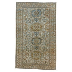 Antique Ardebil Rug with Four Medallions and Cream and Blue Colors 