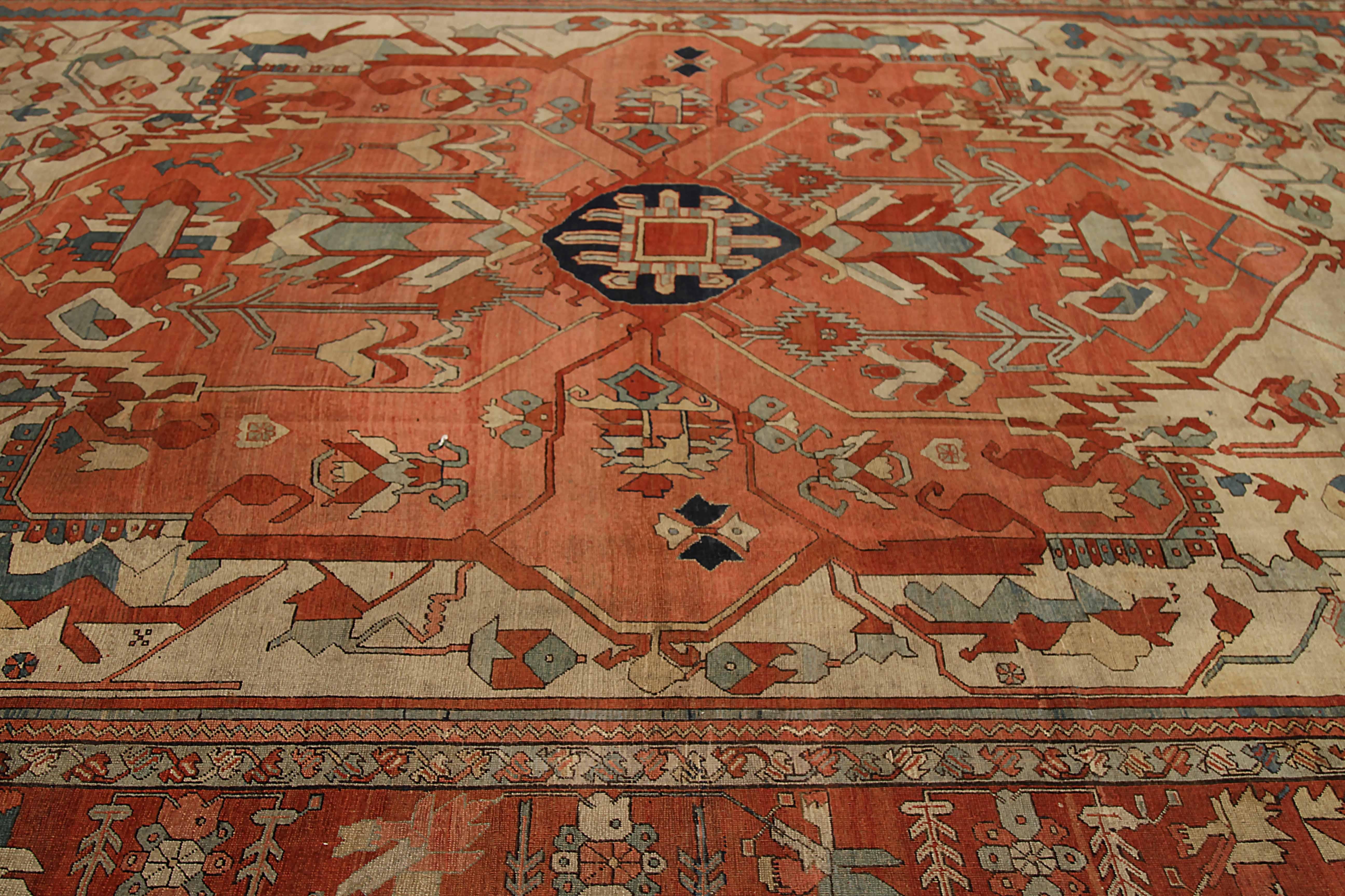 Persian Antique Area Rug Serapi Design For Sale