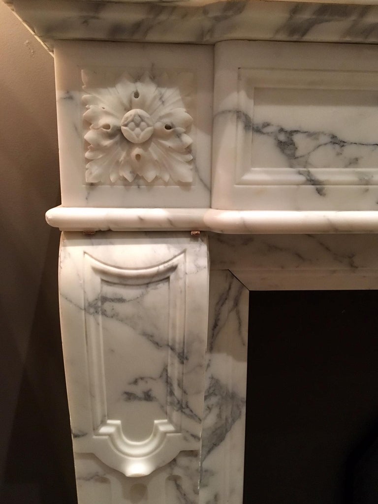 Antique Areabescato White and Grey Marble Mantle Piece at 1stDibs