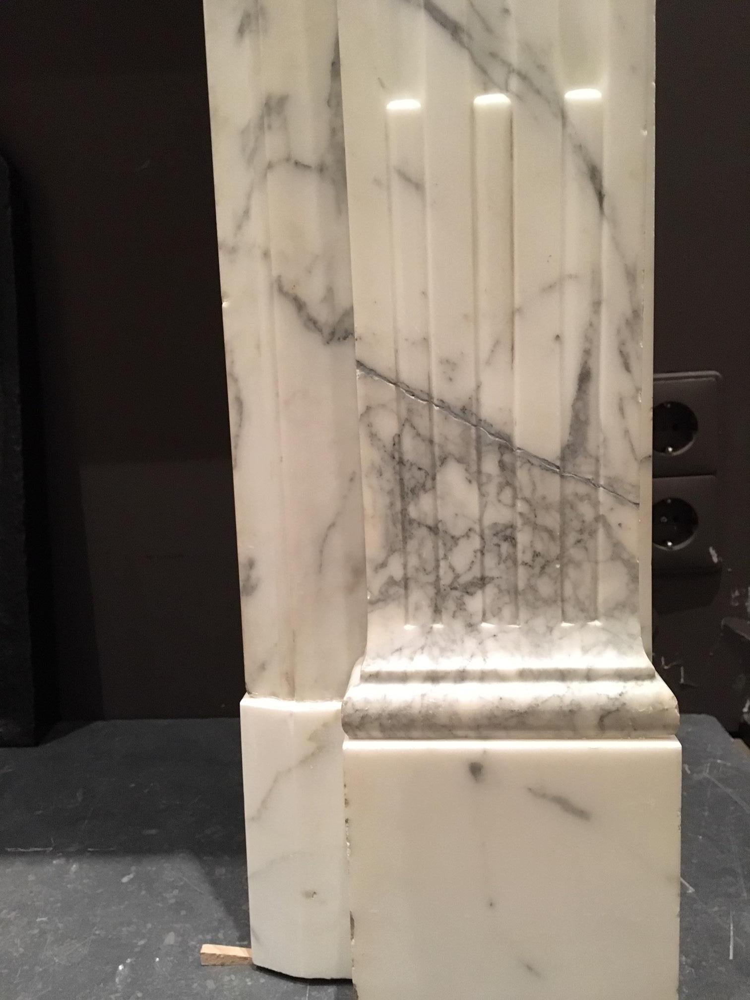 Louis XVI Antique Areabescato White and Grey Marble Mantle Piece