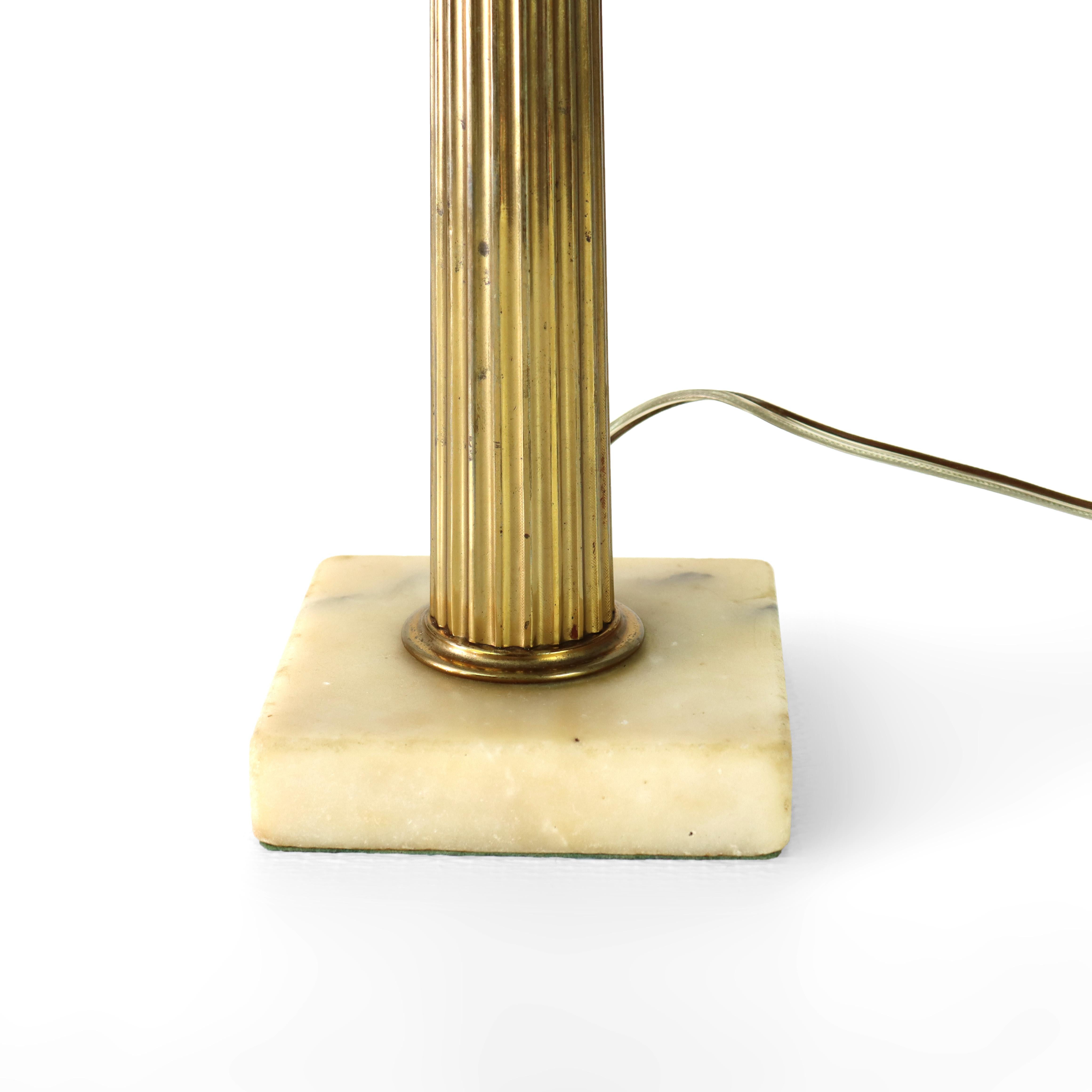 Antique Argand Neoclassical Brass, Crystal & Marble Solar Table Lamp C1840 For Sale 1