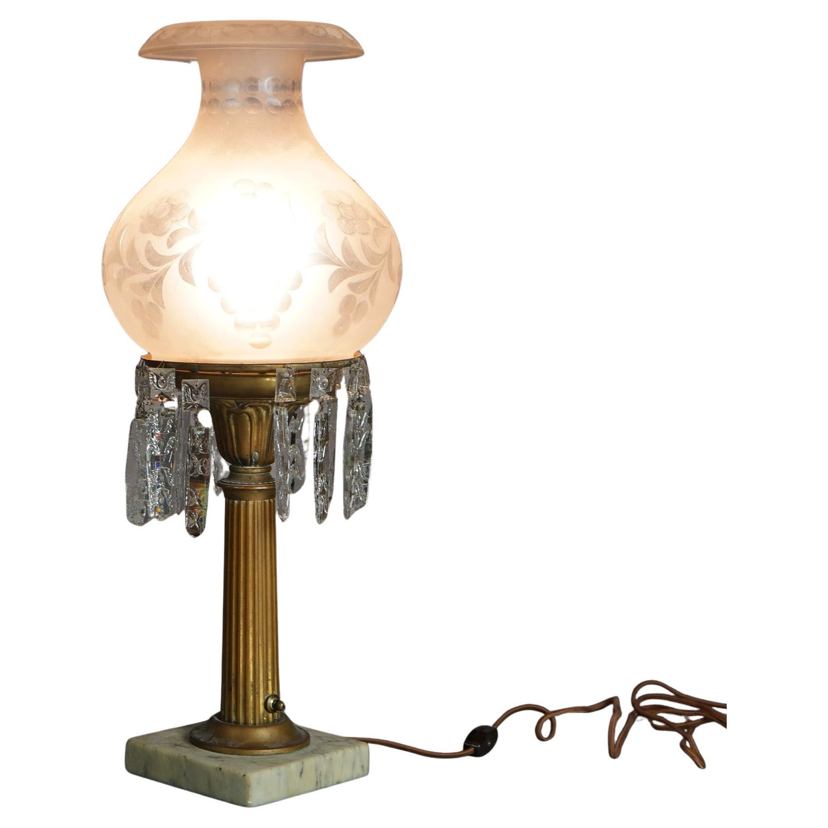Antike argand Sinumbra-Sonnenlampe aus Bronze und Messing mit opalisierendem Glasschirm