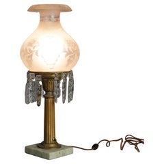 Antike argand Sinumbra-Sonnenlampe aus Bronze und Messing mit opalisierendem Glasschirm