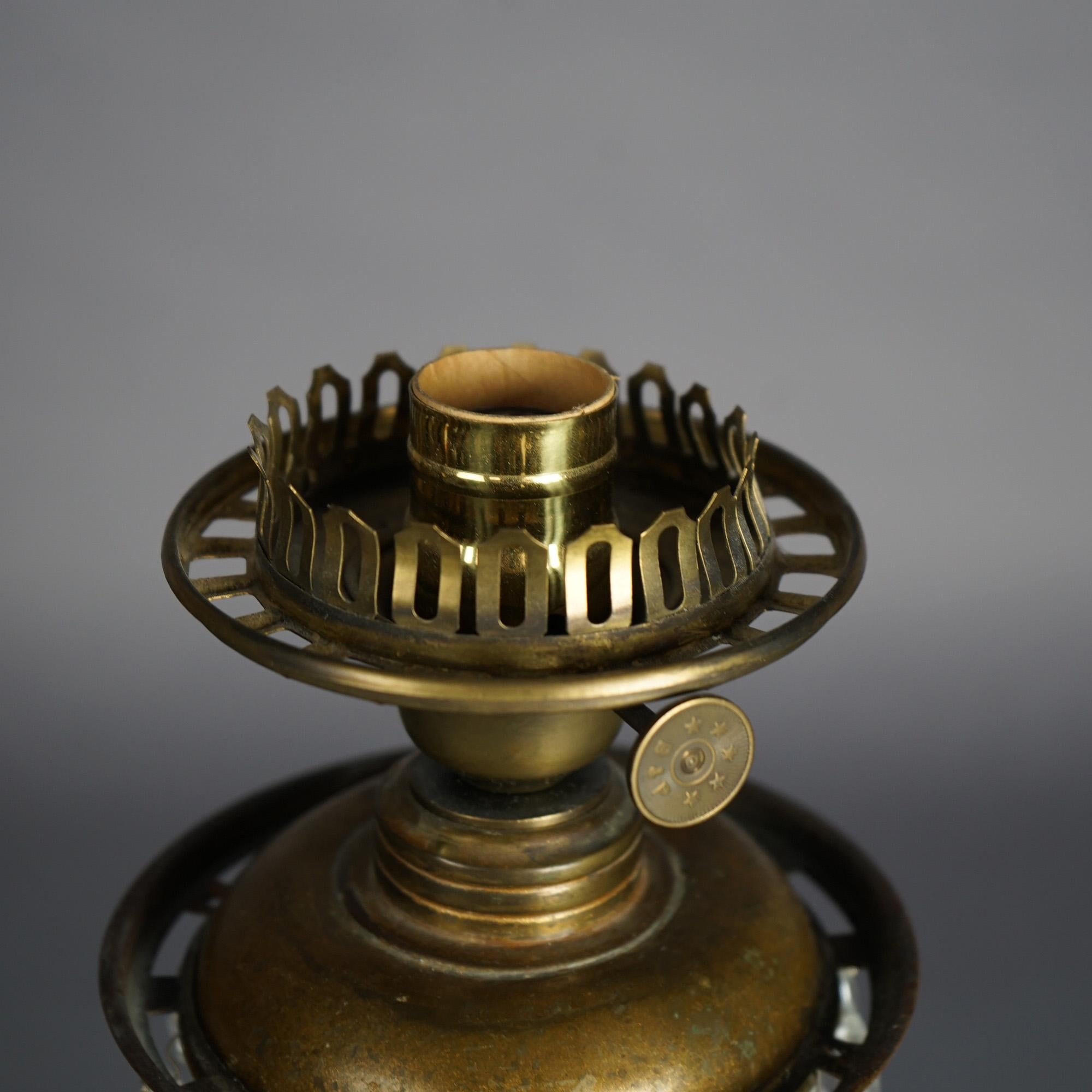 Antique Argand Sinumbra Figural Bronze, Brass & Cut Crystal Solar Lamp c1840 In Good Condition In Big Flats, NY