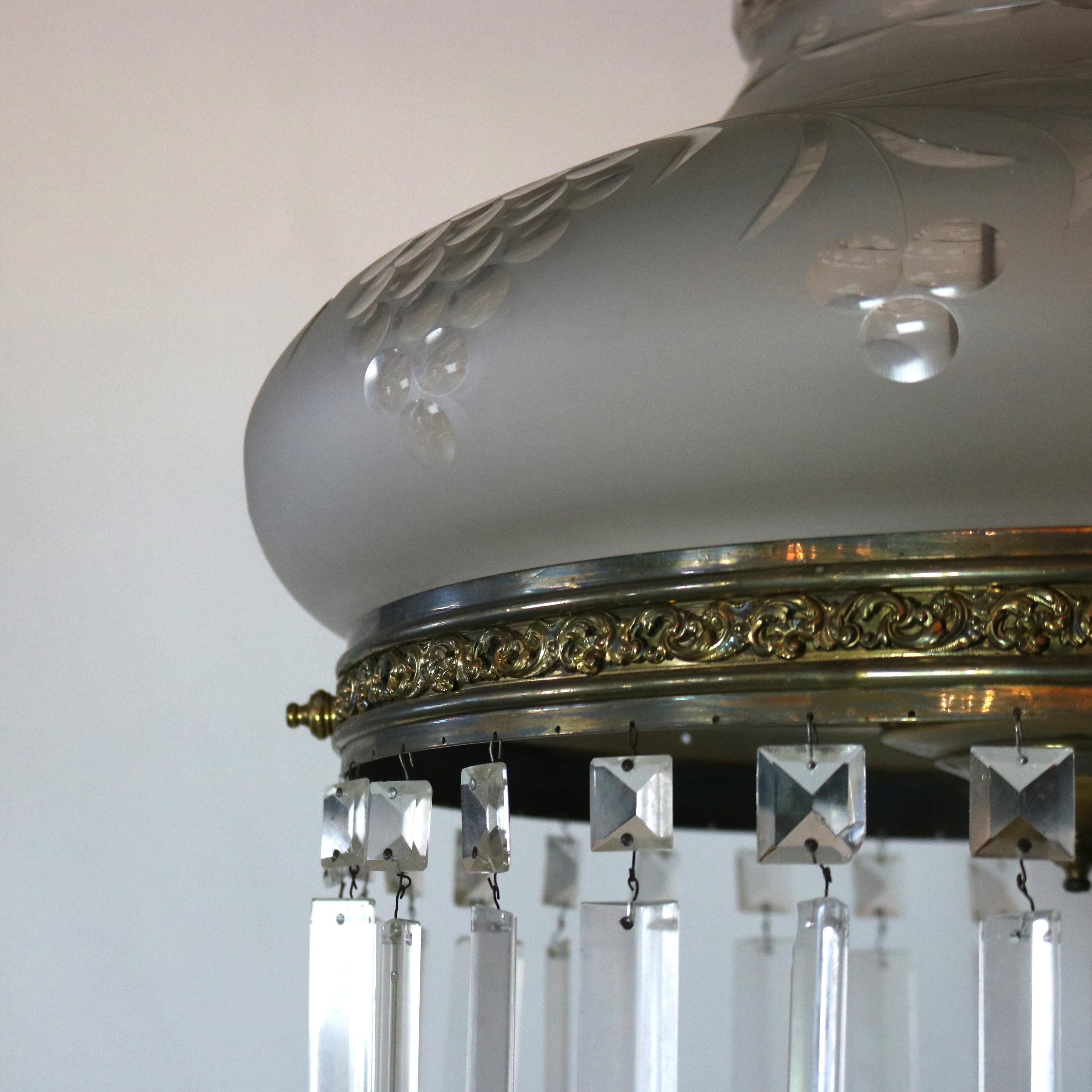 Antique Argand Sinumbra Solar Hanging Light with Cut Back Tam O’ Shanter Shade For Sale 4