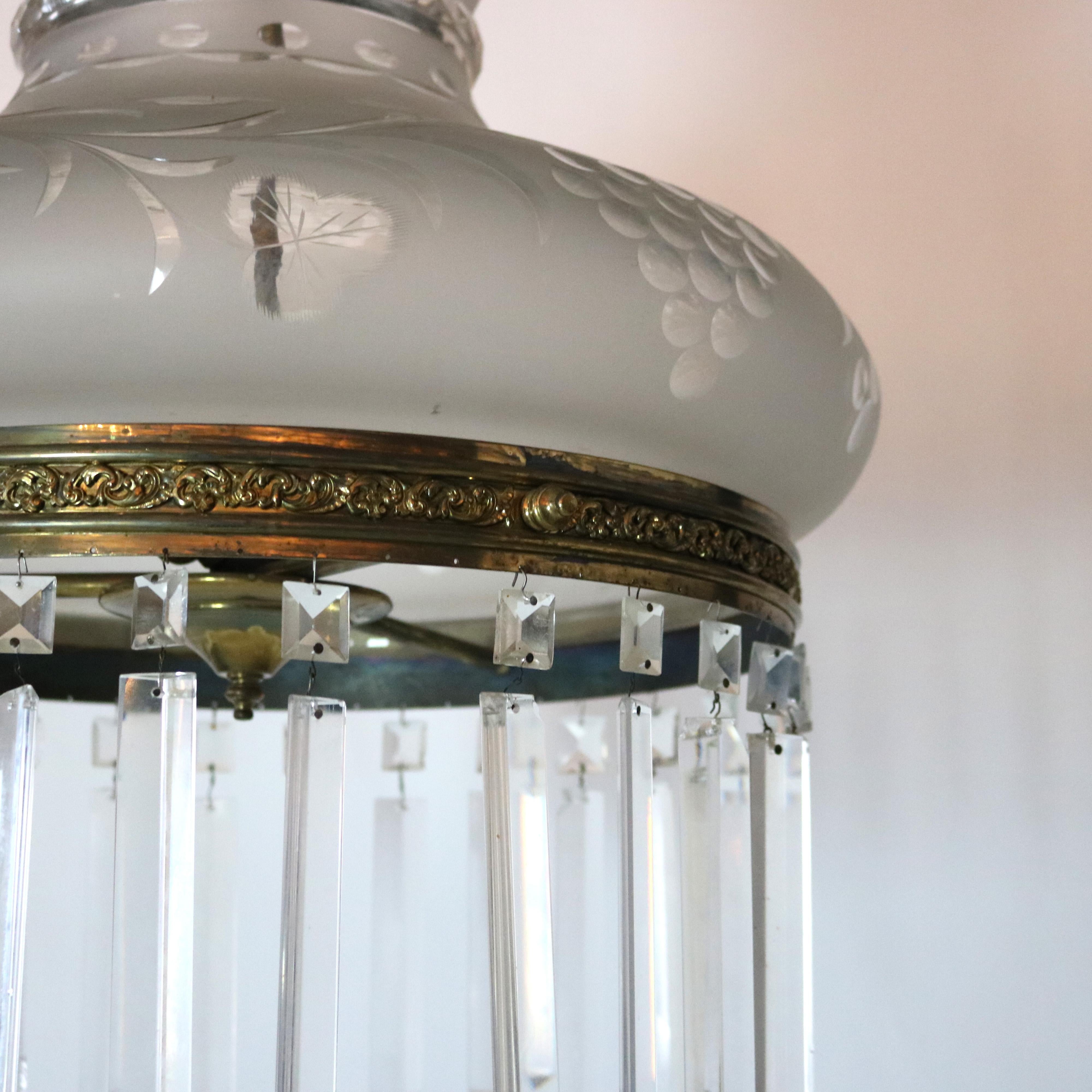 Antique Argand Sinumbra Solar Hanging Light with Cut Back Tam O’ Shanter Shade For Sale 5