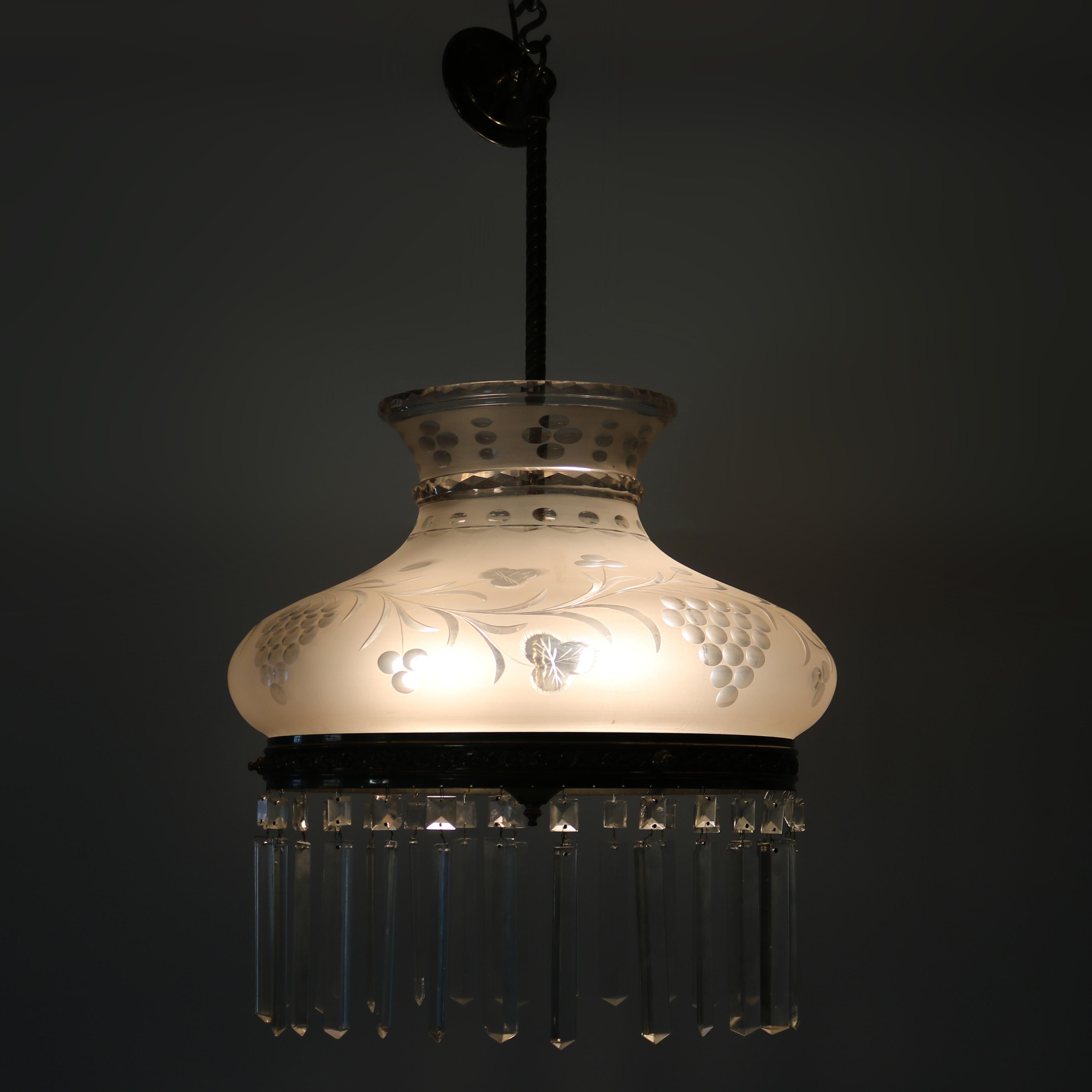 Antique Argand Sinumbra Solar Hanging Light with Cut Back Tam O’ Shanter Shade, Electrified, 19thC

Measures - 35 1/2