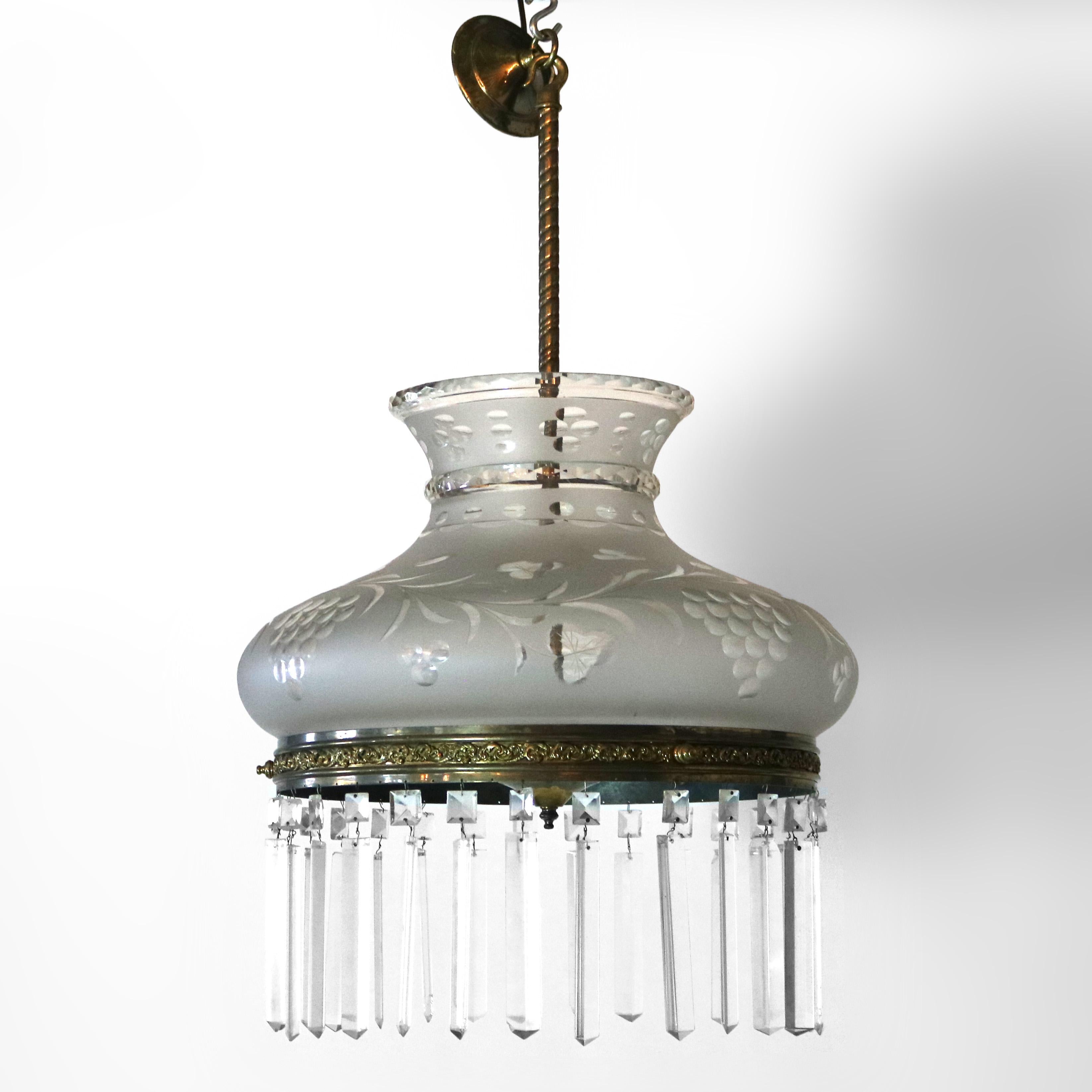 American Antique Argand Sinumbra Solar Hanging Light with Cut Back Tam O’ Shanter Shade For Sale