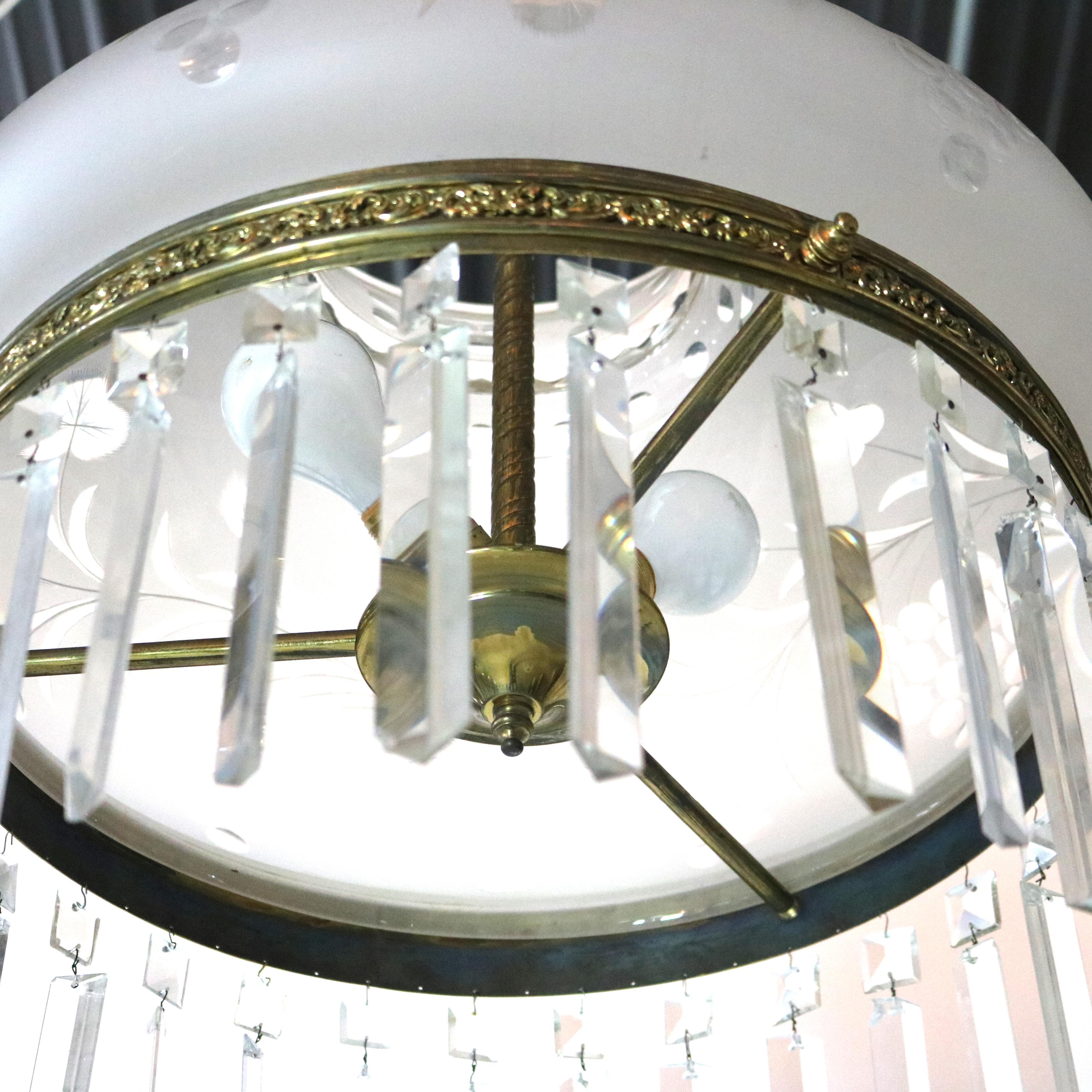 19th Century Antique Argand Sinumbra Solar Hanging Light with Cut Back Tam O’ Shanter Shade For Sale