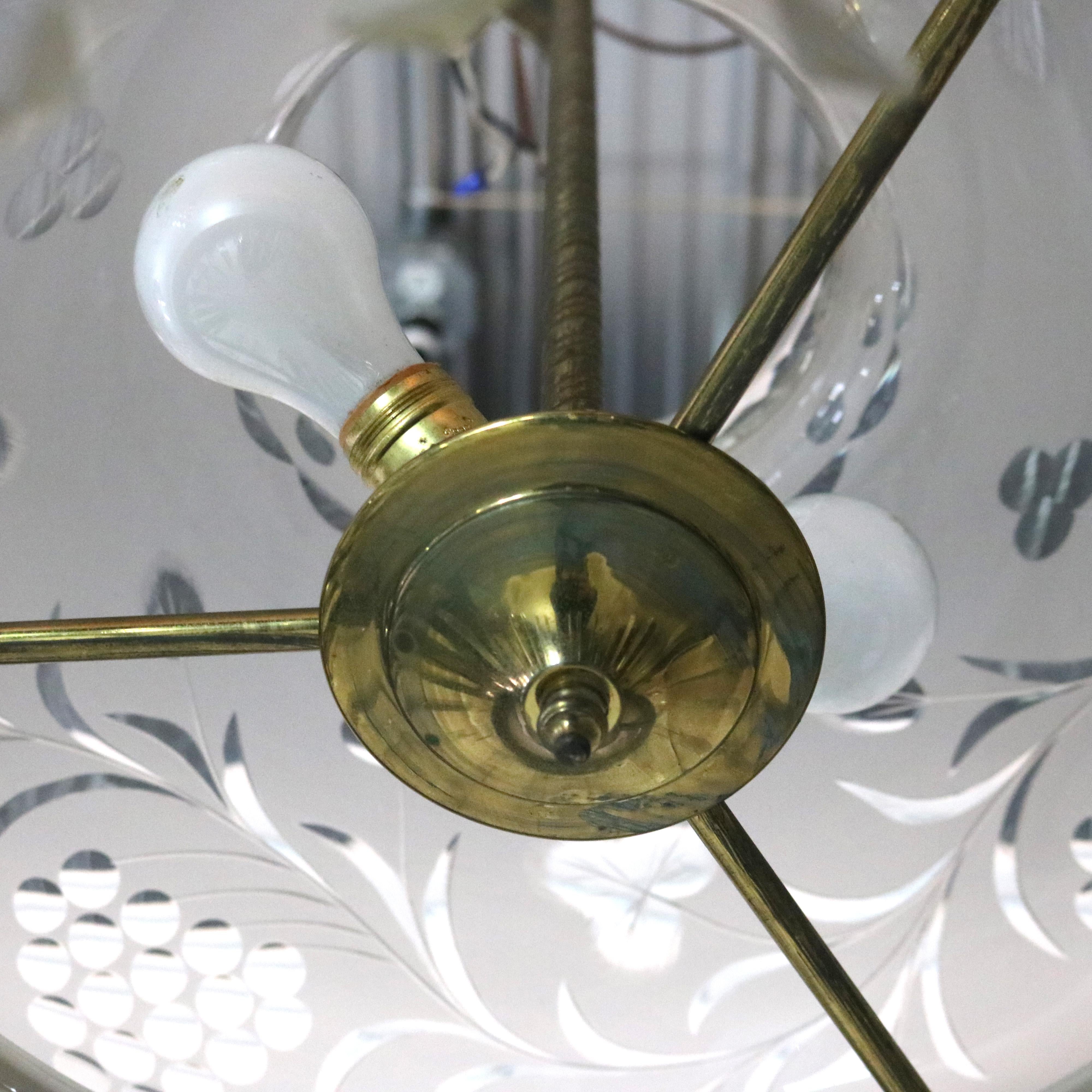 Glass Antique Argand Sinumbra Solar Hanging Light with Cut Back Tam O’ Shanter Shade For Sale