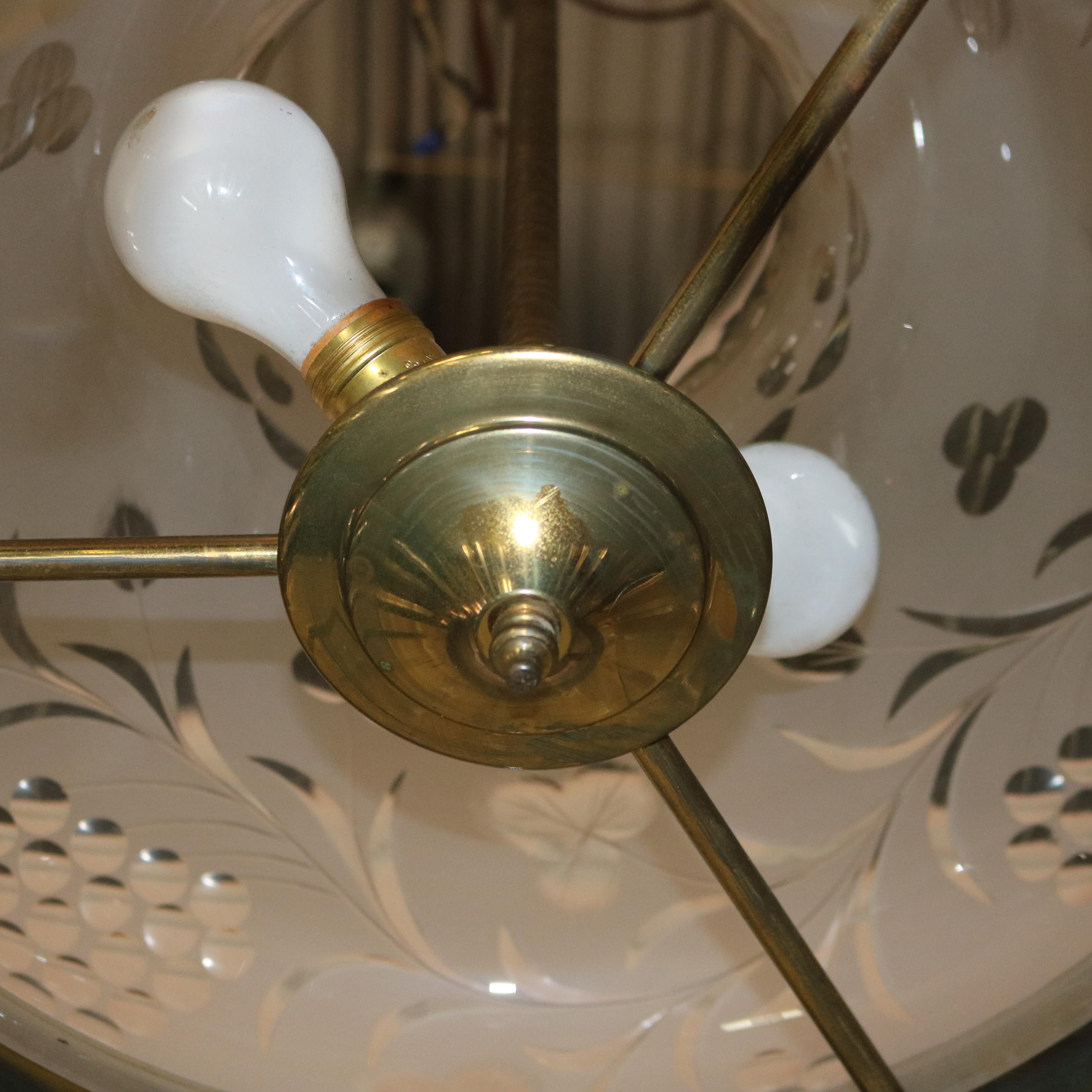 Antique Argand Sinumbra Solar Hanging Light with Cut Back Tam O’ Shanter Shade For Sale 1