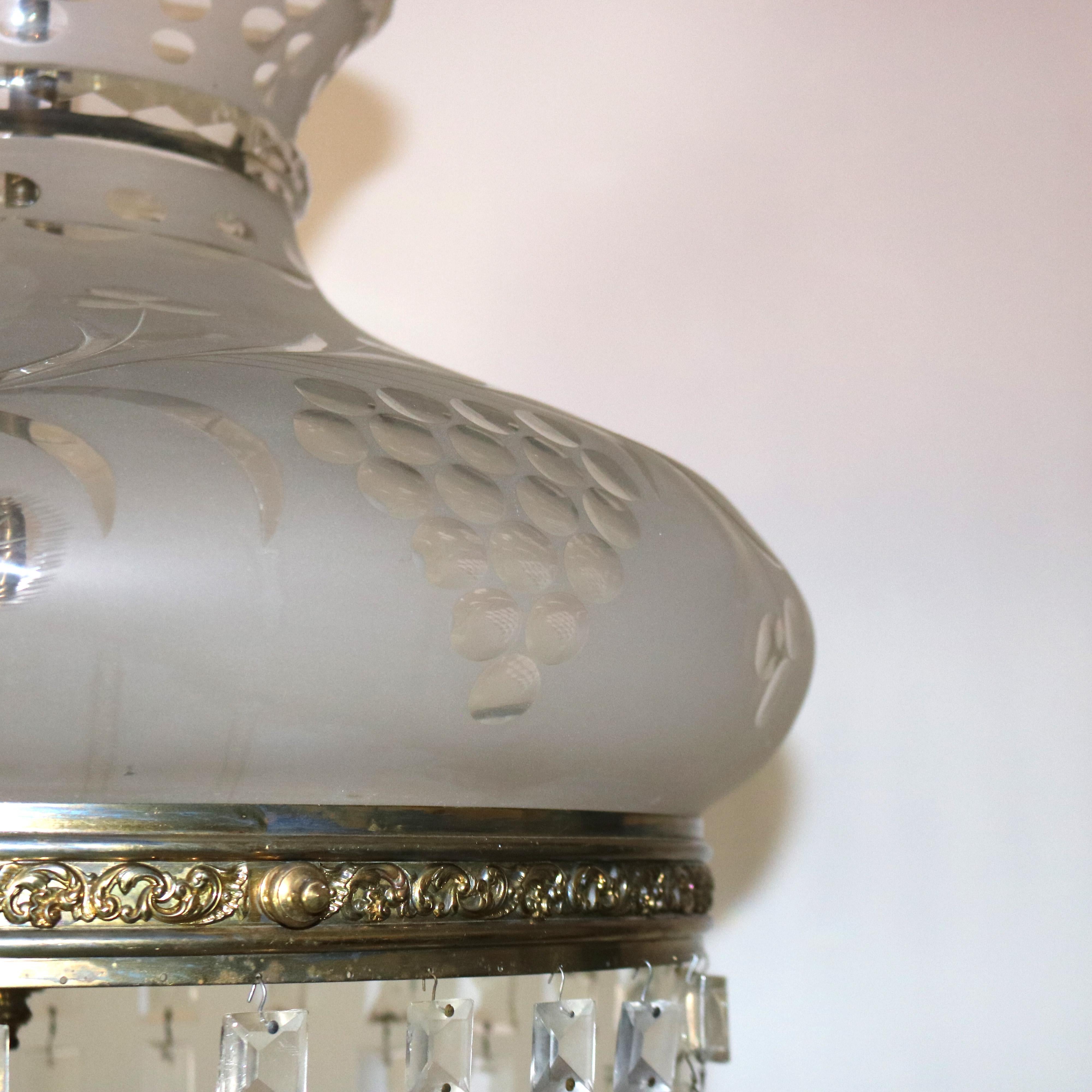 Antique Argand Sinumbra Solar Hanging Light with Cut Back Tam O’ Shanter Shade For Sale 2