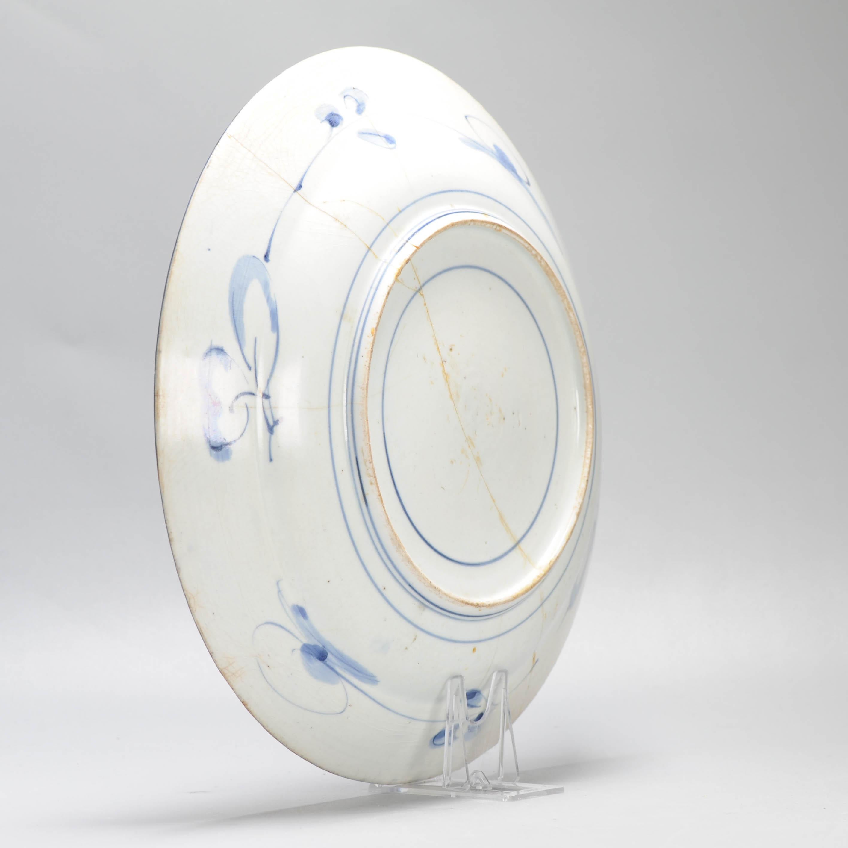 Antique Arita Edo Period 17C Japanese Porcelain Dish Ming Kraak Style Landscape For Sale 7