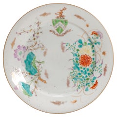 Antique Arita Japanese 19C Meiji Armorial plate with fine details ARMS OF POWEL