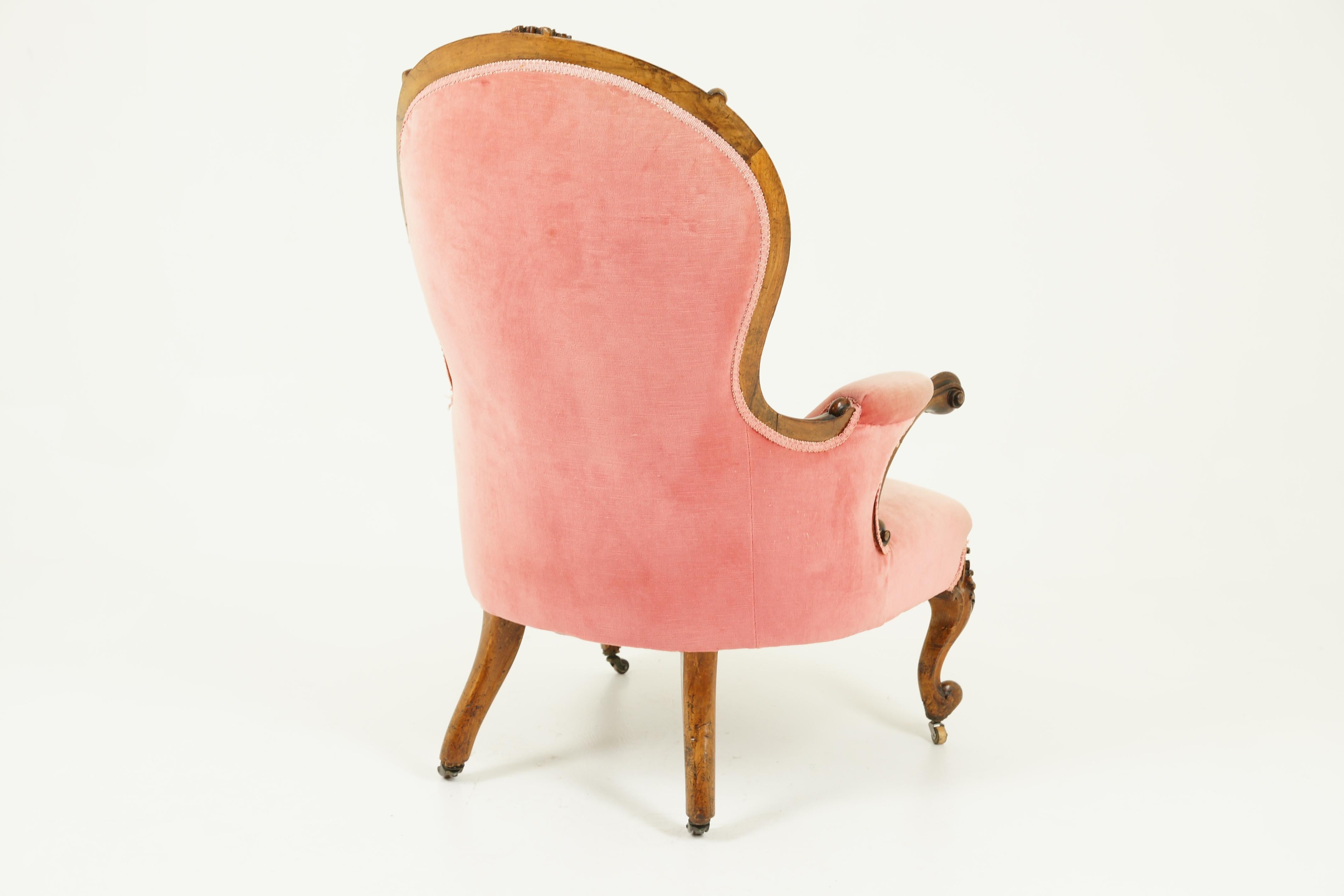Hand-Crafted Antique Arm Chair, Button Back Chair, Walnut, Victorian, Scotland, 1870, B1565