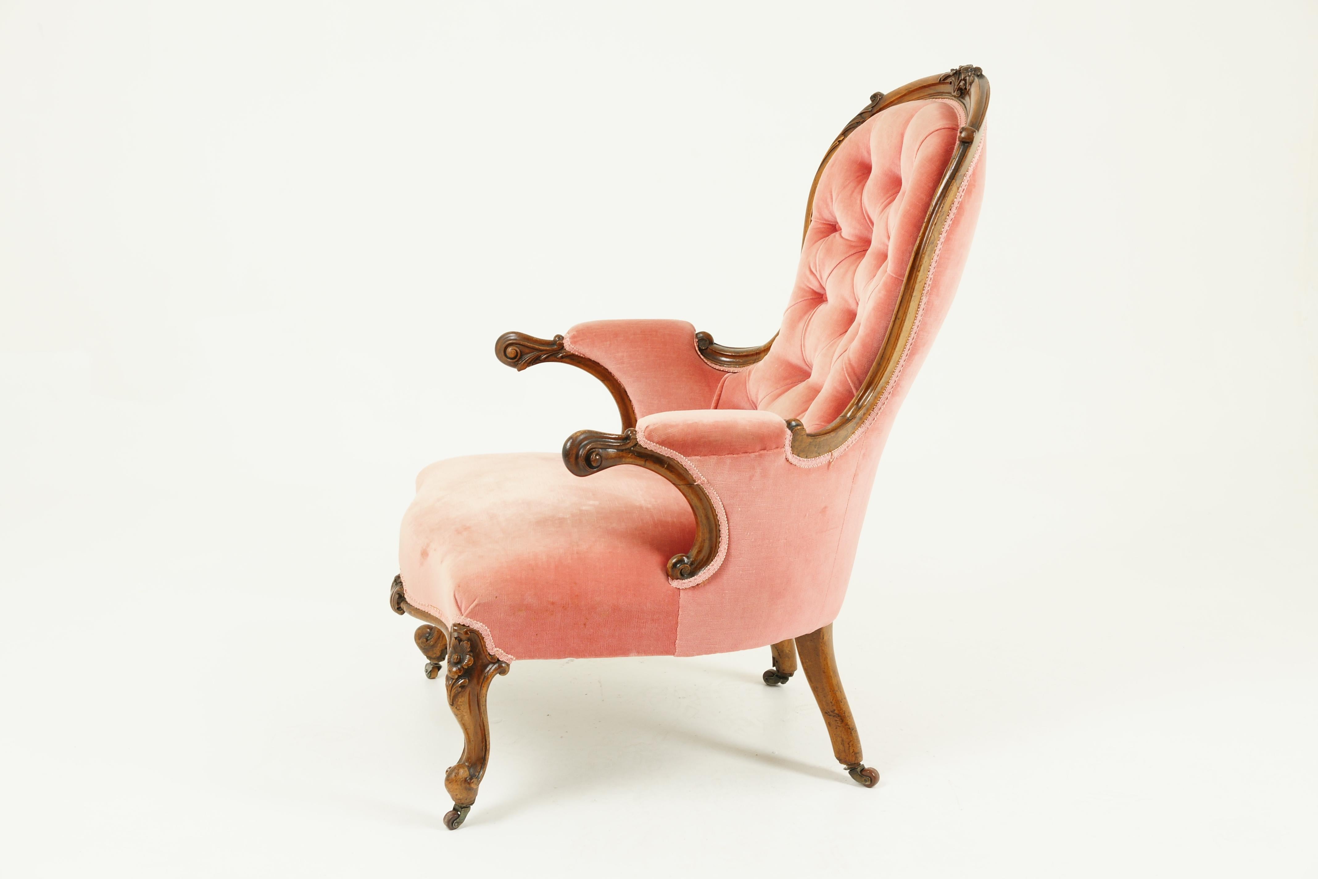 Antique Arm Chair, Button Back Chair, Walnut, Victorian, Scotland, 1870, B1565 In Good Condition In Vancouver, BC