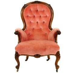 Antique Arm Chair, Button Back Chair, Walnut, Victorian, Scotland, 1870, B1565
