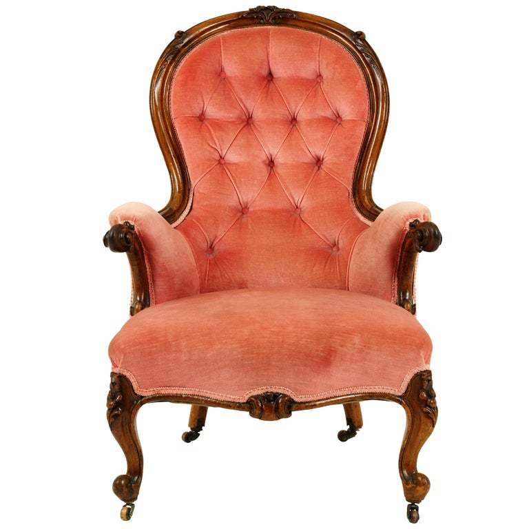 Antique Arm Chair, Button Back Chair, Walnut, Victorian, Scotland, 1870