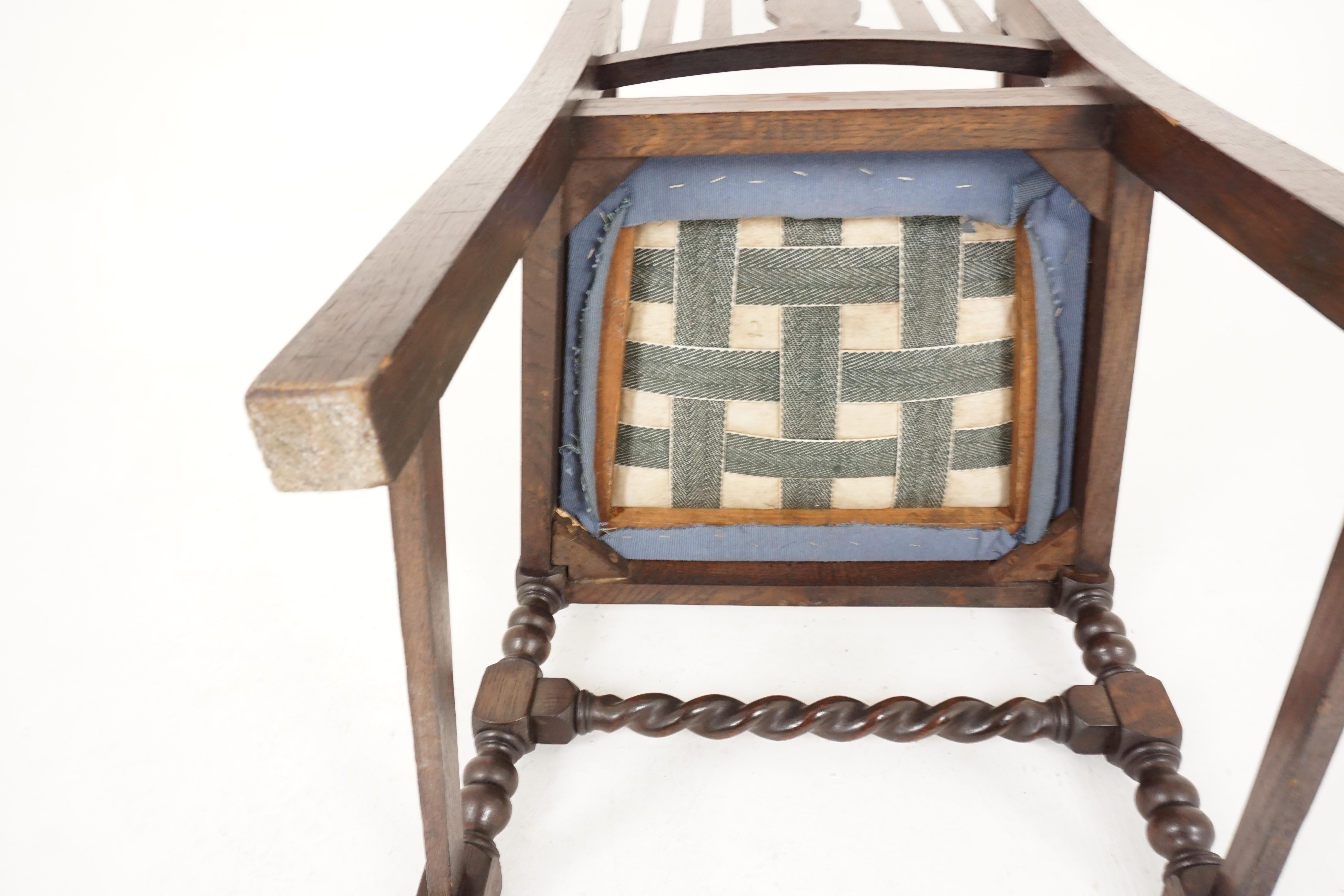 Antique Armchair, Carved Oak, Barley Twist Armchair, Scotland 1920, B2158 3