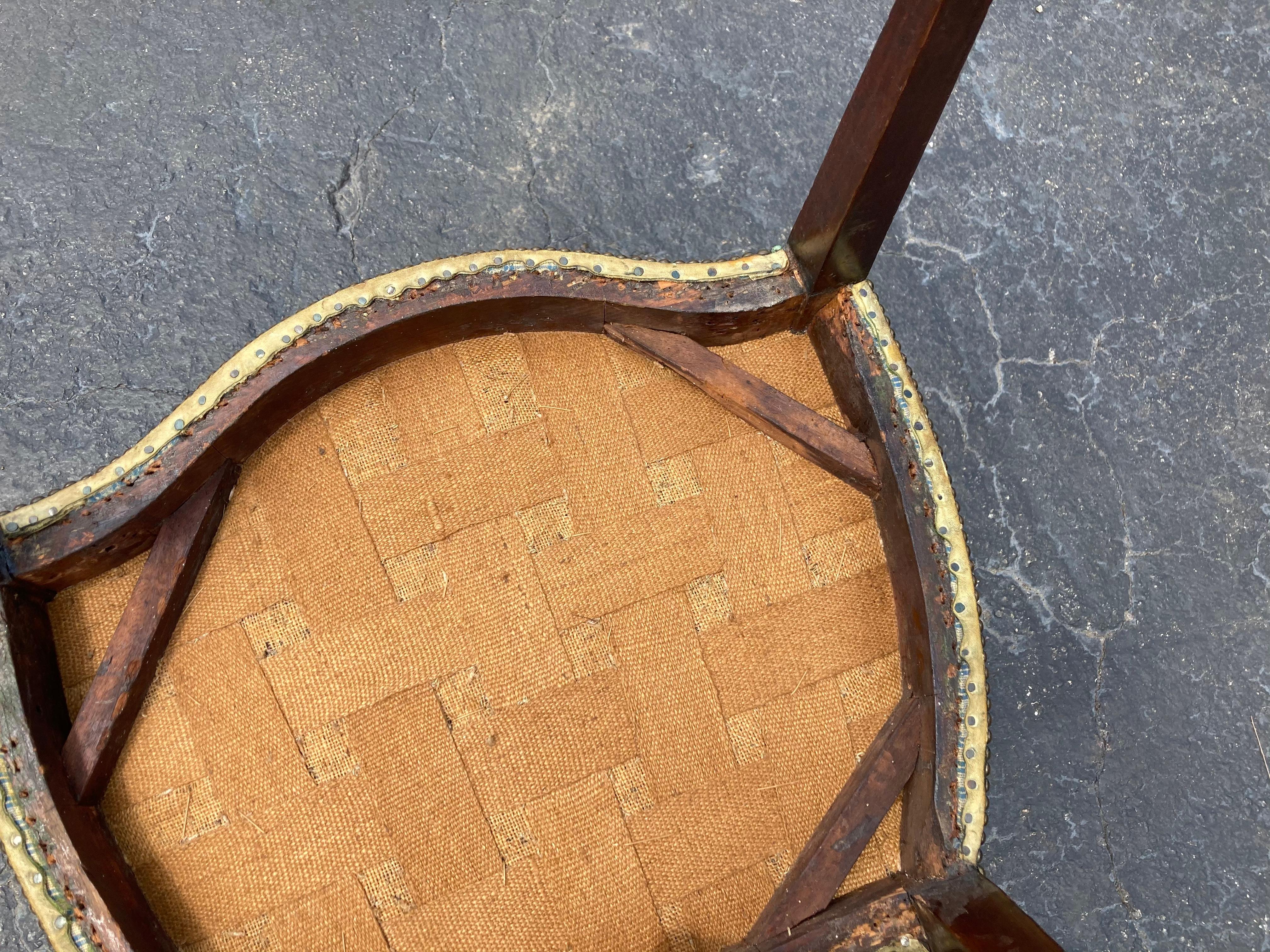 Cuir Fauteuil ancien, fauteuil de bureau en cuir vert en vente
