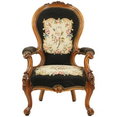 Antique Arm Chair, Spoon Back Chair, Walnut, Victorian, Scotland 1860, B1564