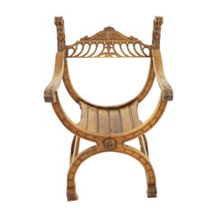 Antique Arm Chair, Venetian Carved Open Chair, Italy, 1880