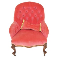 Antique Arm Chair, Victorian, Walnut Button Back, Scotland 1870, B2572
