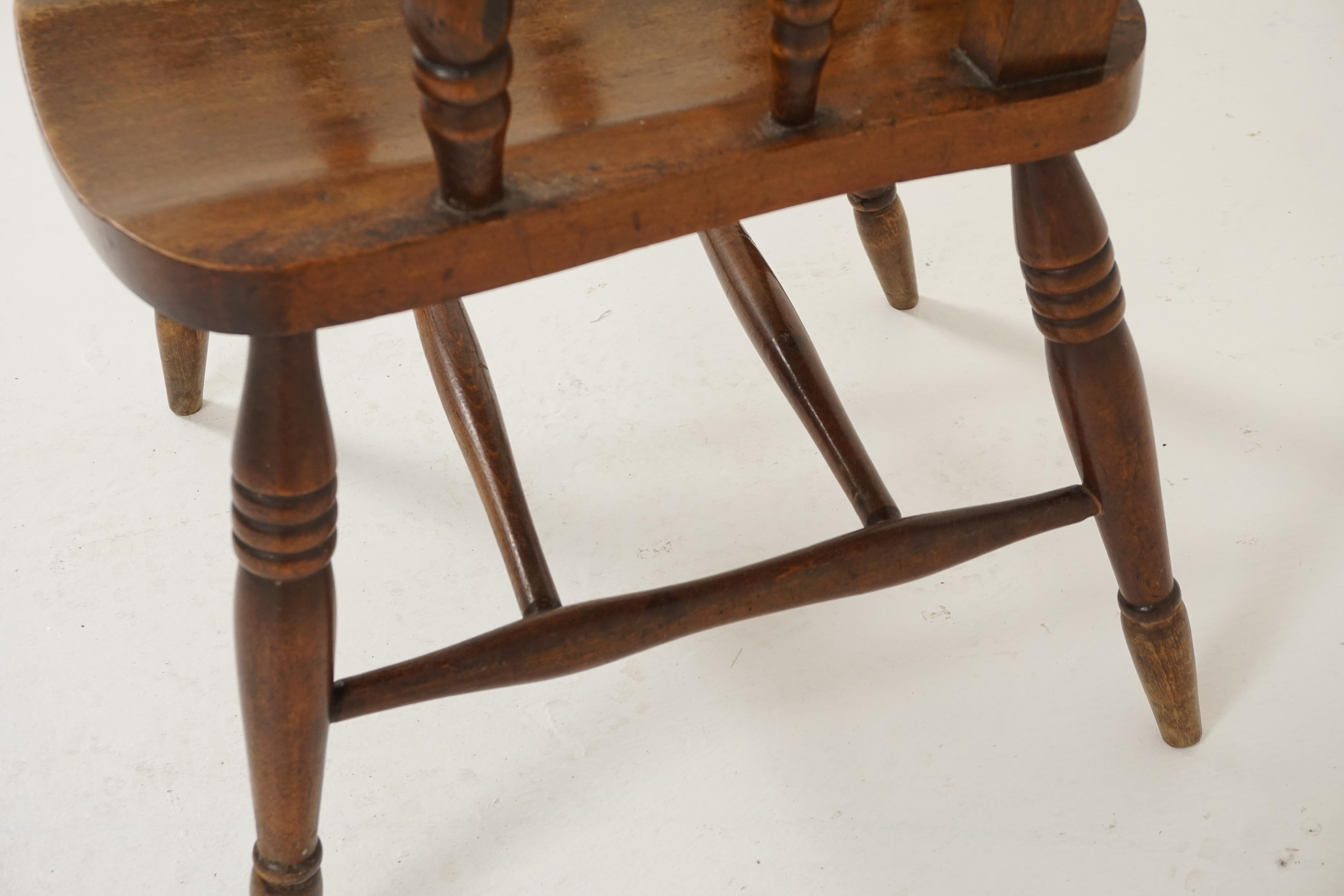 Late 19th Century Antique Arm Chair, Windsor High Back, Country Beech Chair, Scotland 1880, B2366
