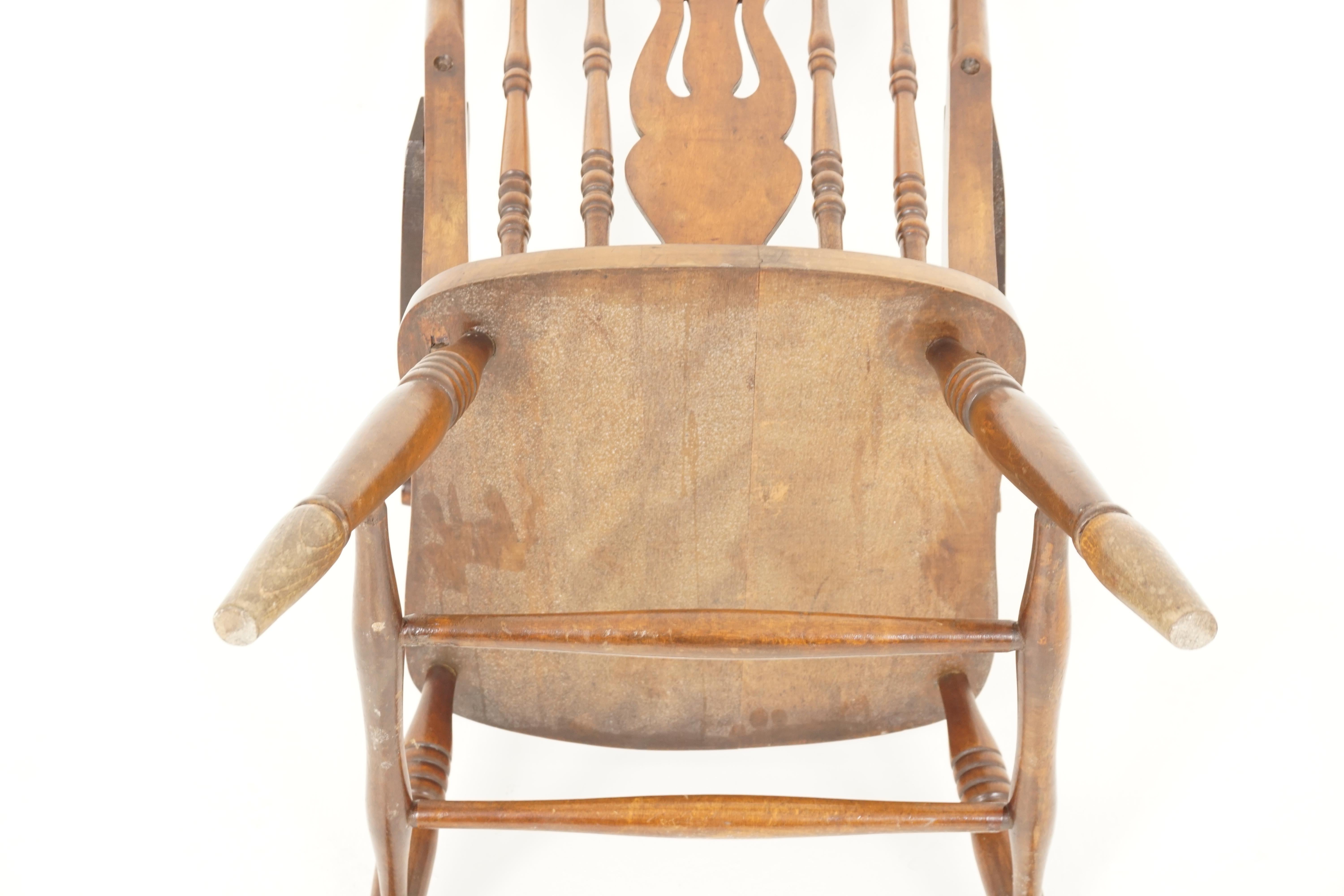 Antique Arm Chair, Windsor High Back, Country Beech Chair, Scotland 1880, B2366 2
