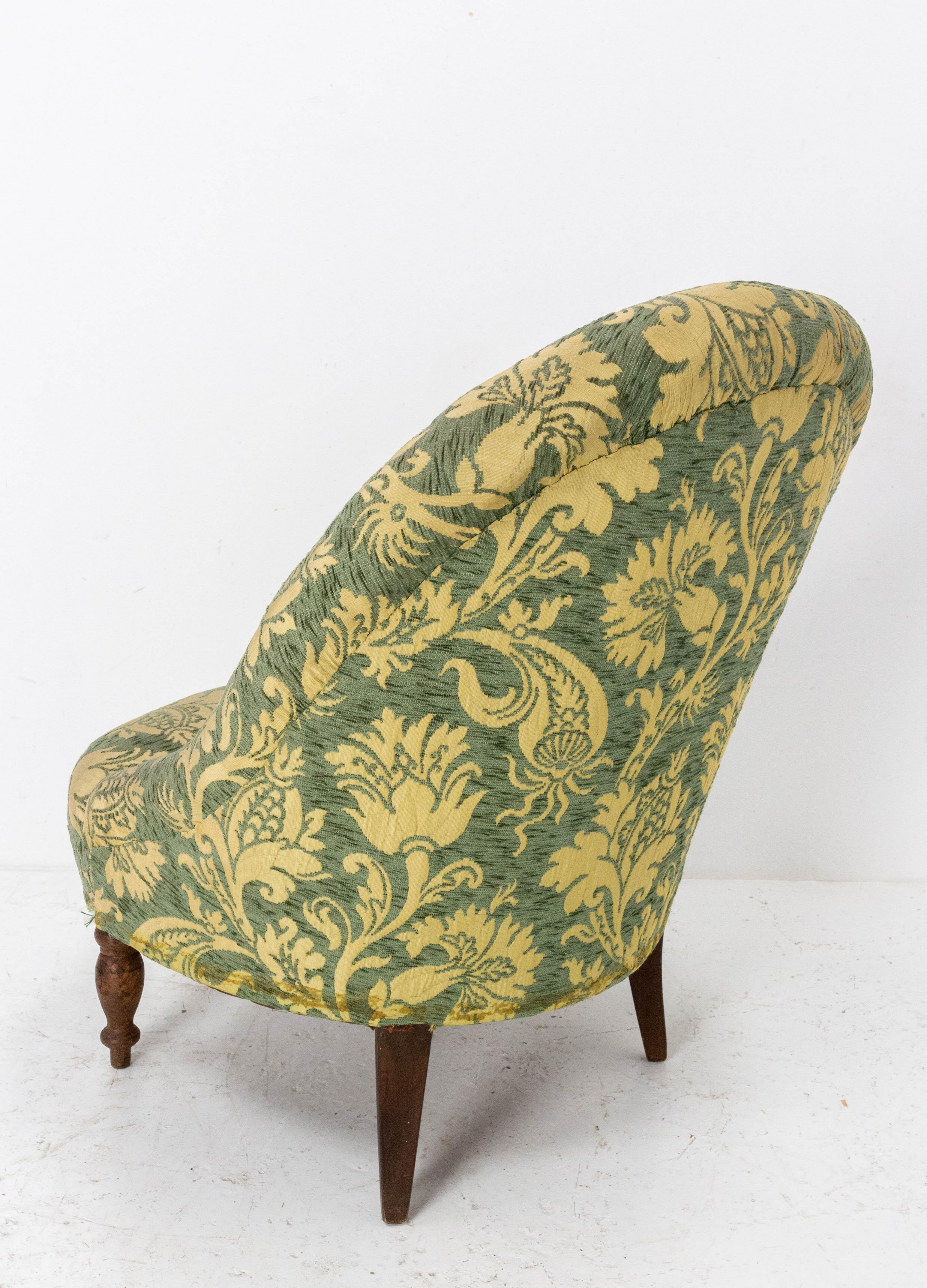 Français Chaise ancienne « Chauffeuse » Napoléon III du 19ème siècle française à redécouvrir