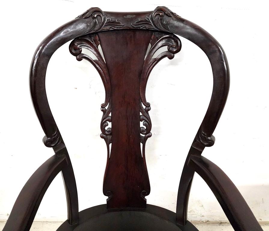 Antique Armchair Desk Dining Accent Mahogany Dragons by Stickley & Brandt For Sale 6