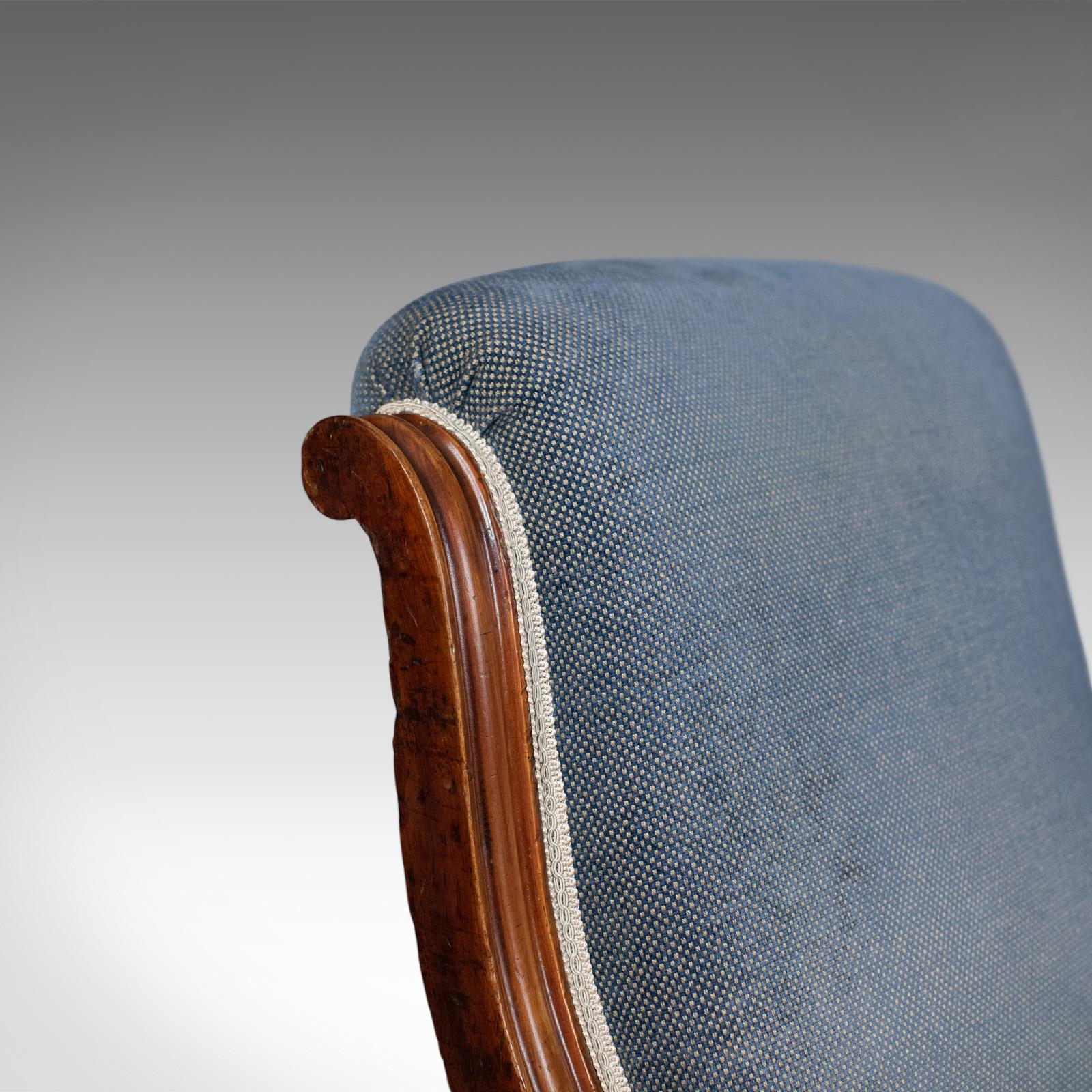 Antique Armchair, English, Victorian, Club Chair, Walnut, Blue, circa 1880 1