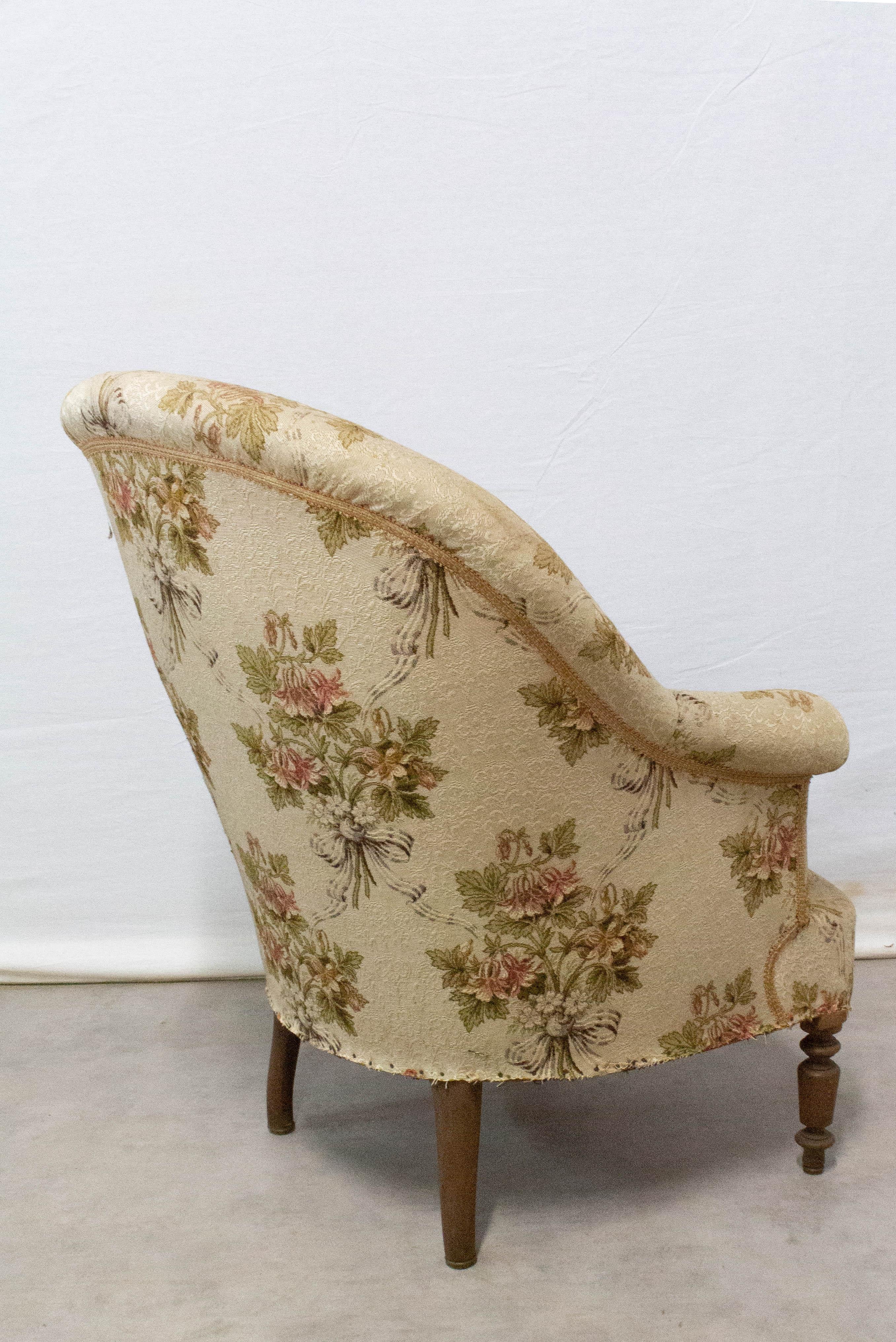 Late 19th Century Antique Armchair Fauteuil Napoleon III French 19th Century to Recover