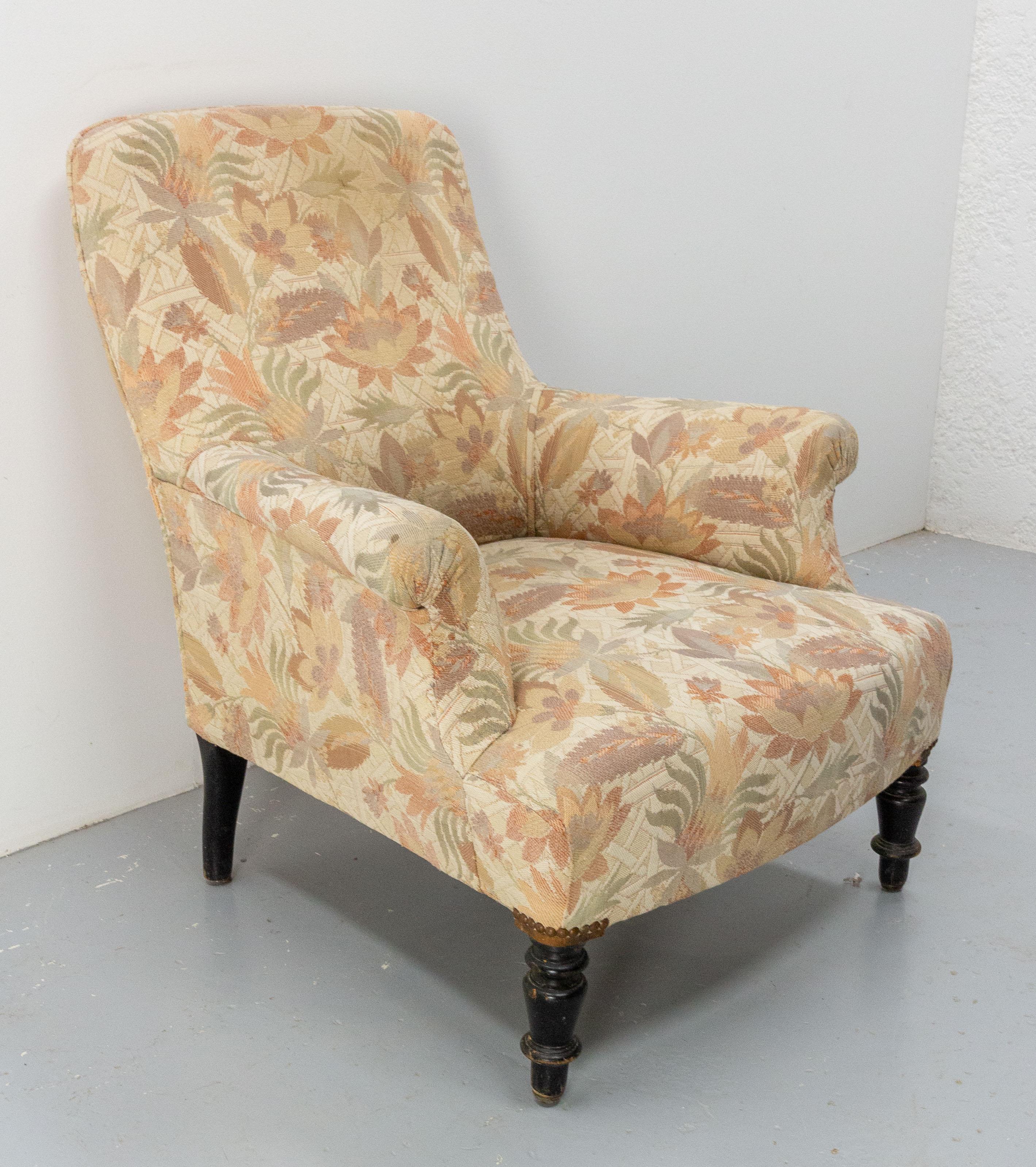 Antique Armchair Fauteuil Napoleon III Upholstery and Beech French 19th Century In Good Condition In Labrit, Landes