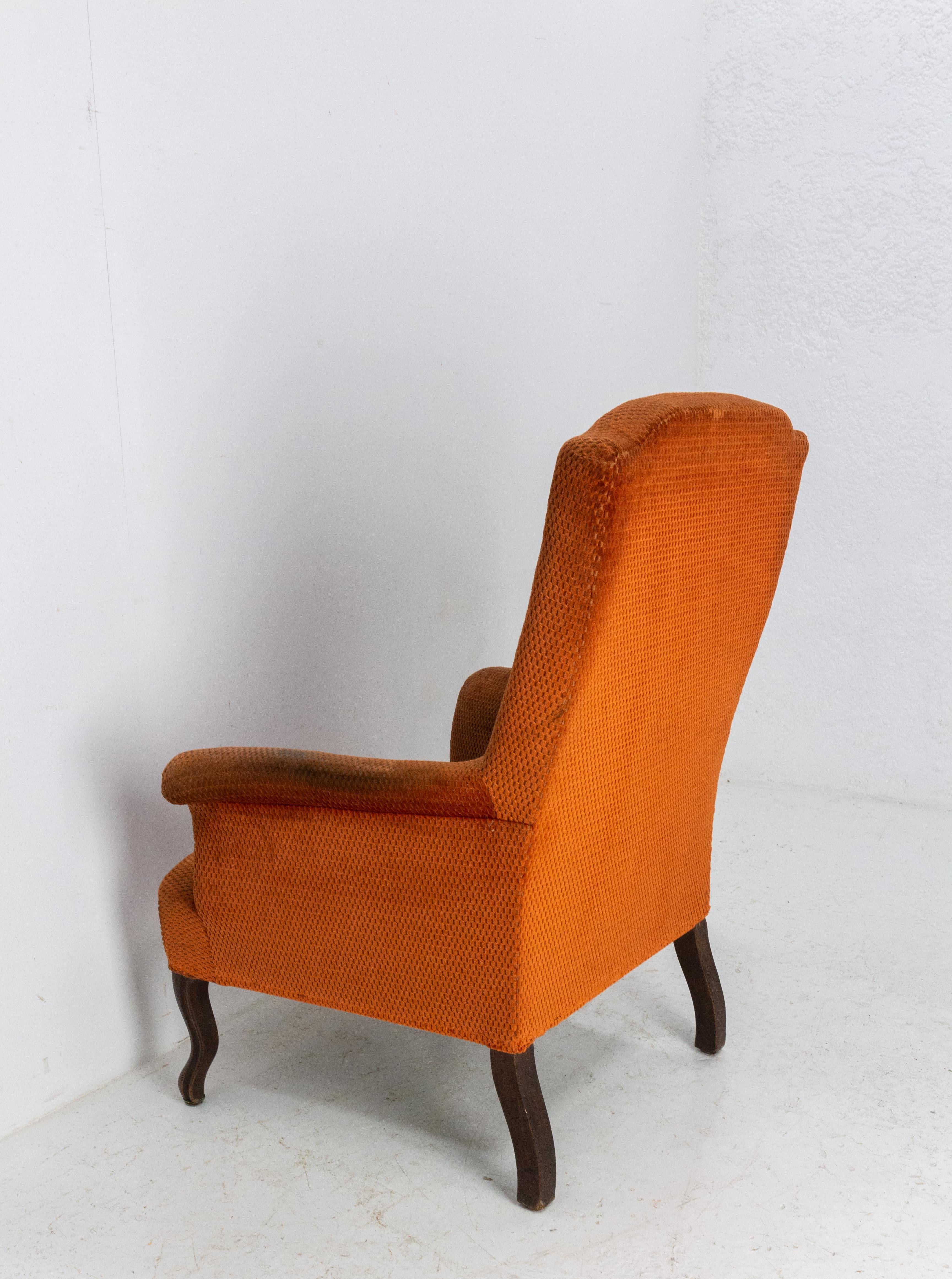 Late 19th Century Antique Armchair Fauteuil Napoleon III Upholstery and Walnut French 19th Century For Sale
