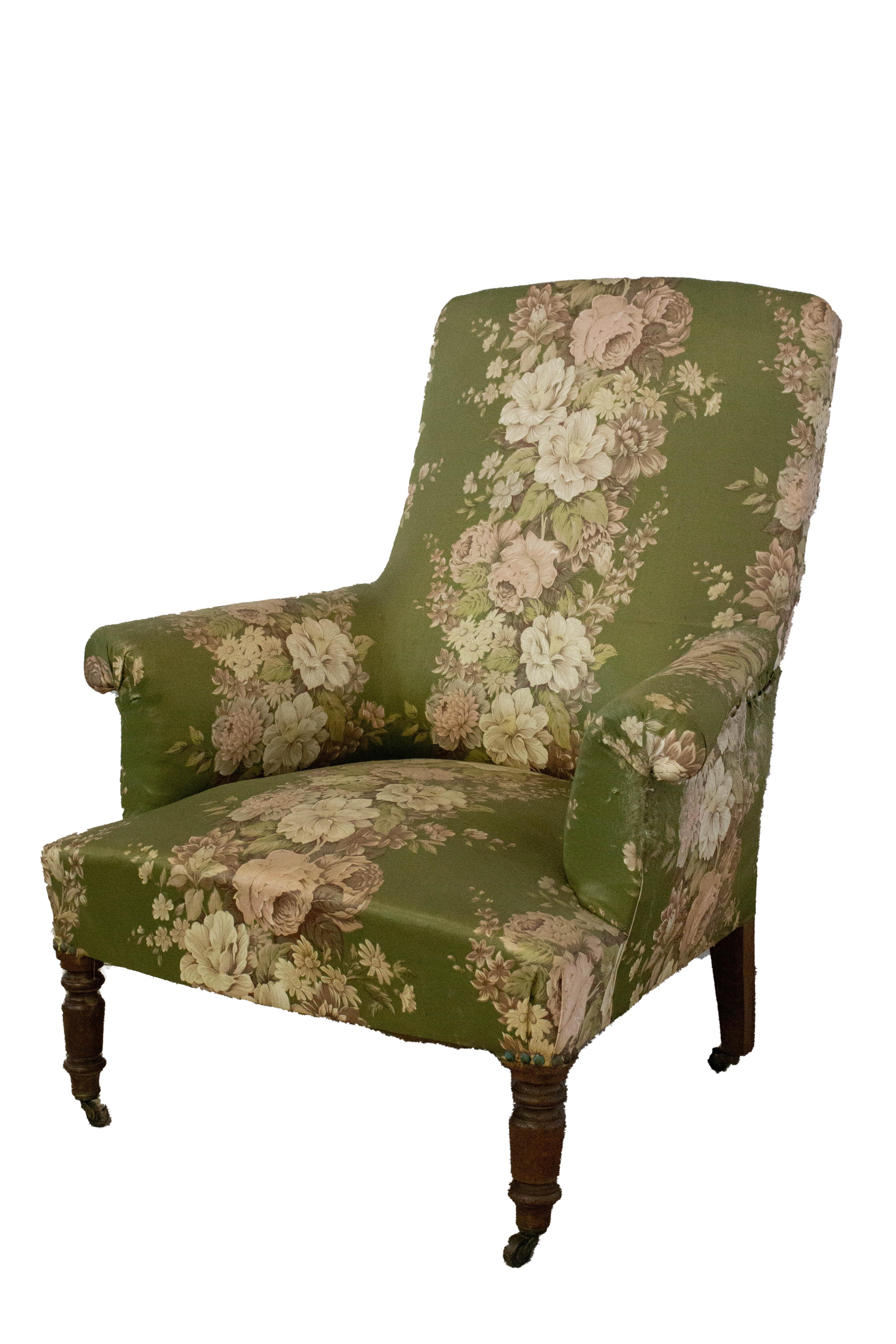 Armchair bergère French Napoleon III, circa 1890
Antique 19th century
Original casters
To recover in fabric of your choice to suit your interior
Sound and solid upholstery good with only minor revisions
Very comfortable.
 
 